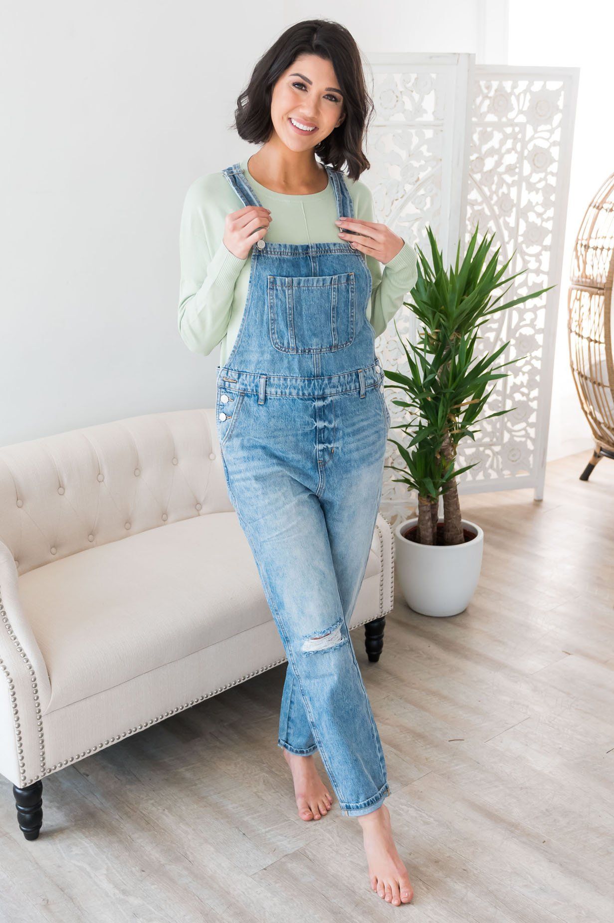 The Paris Modest Denim Overalls Modest Dresses vendor-unknown