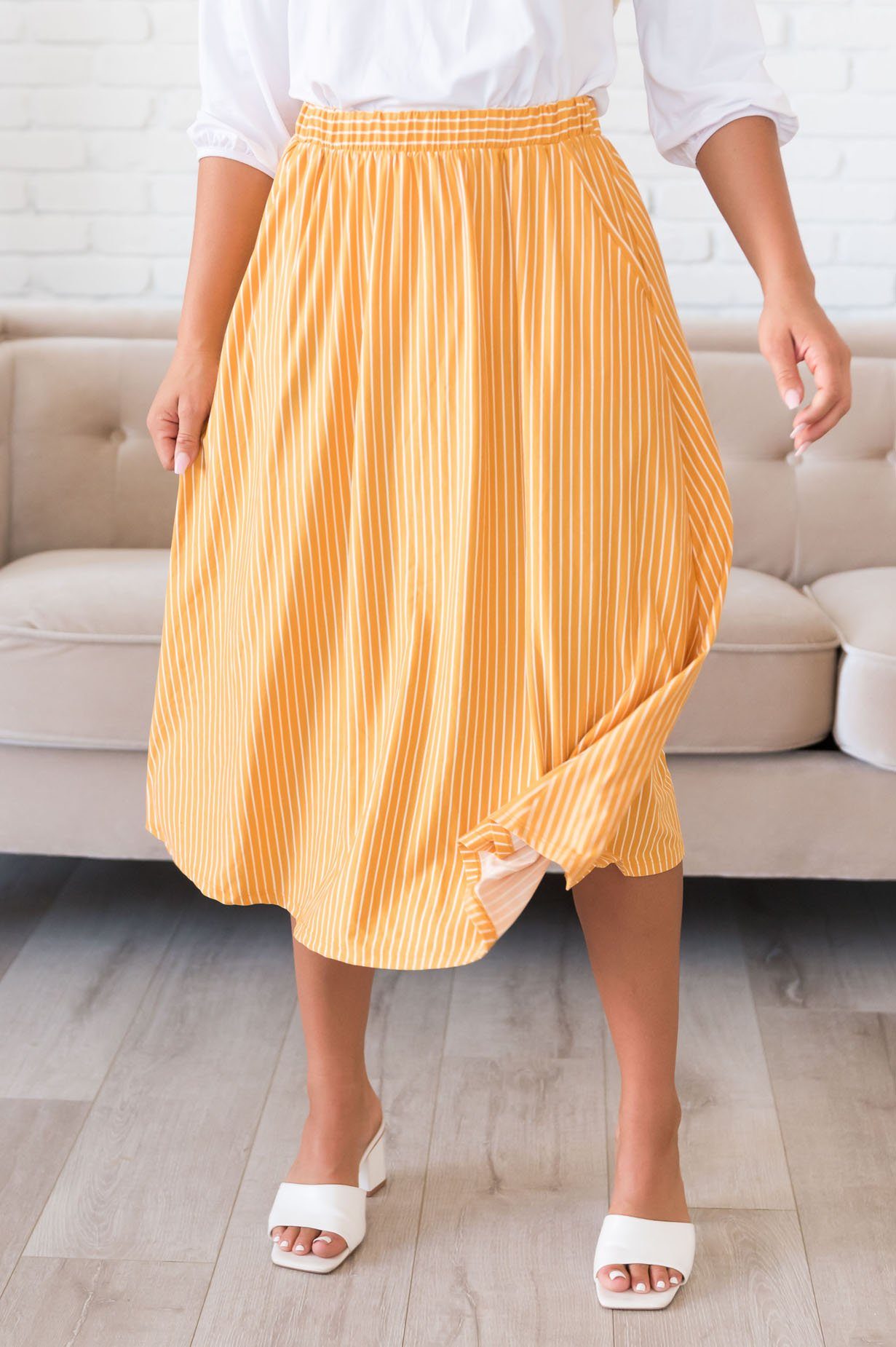 Stay Casual Striped Modest Skirt Skirts vendor-unknown