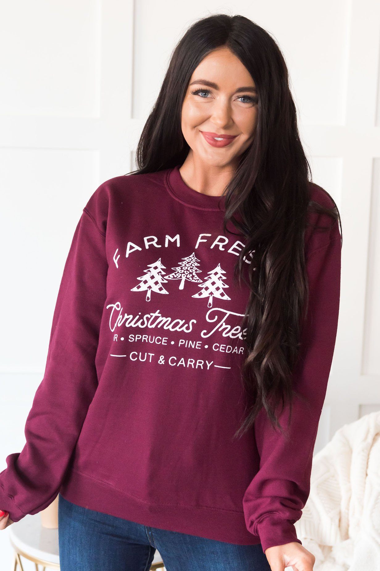 Farm Fresh Trees Modest Sweatshirt Modest Dresses vendor-unknown