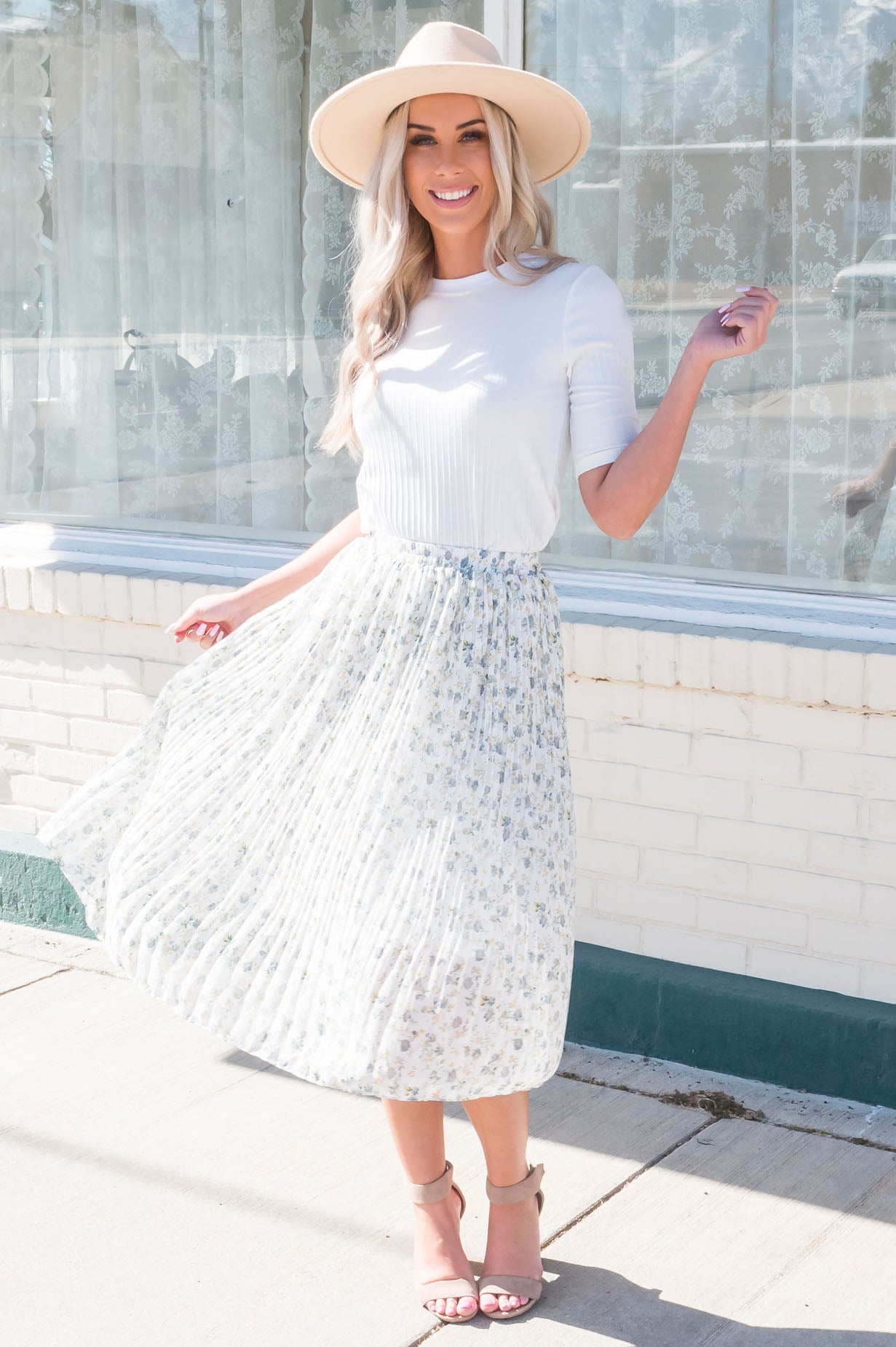 Fall Blooms Modest Pleated Skirt Modest Dresses vendor-unknown