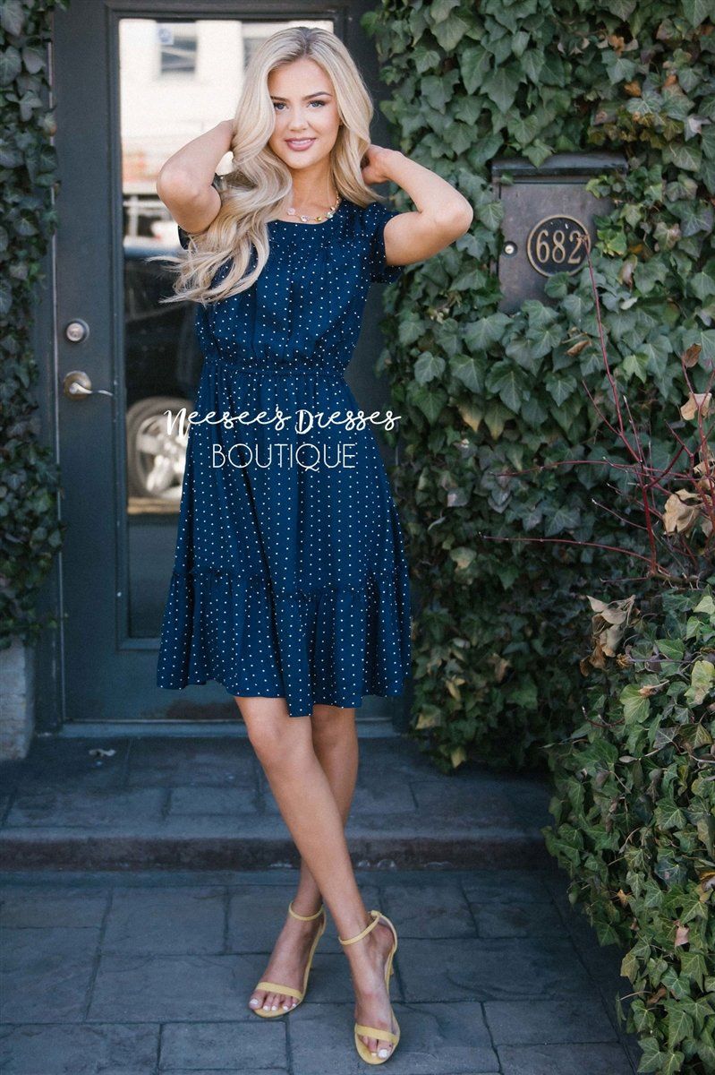 Polka Dots & Ruffles Dress Modest Dresses vendor-unknown