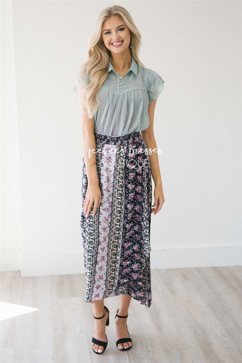 Embroidered Button Front Placket Top Tops vendor-unknown