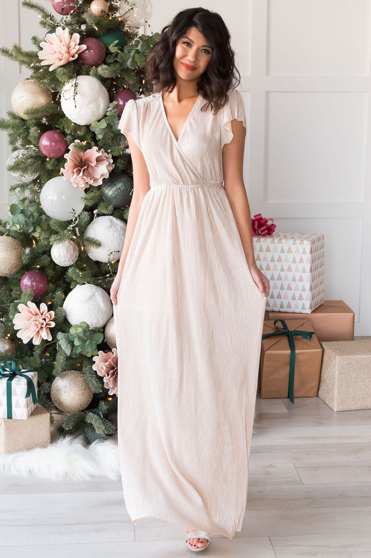 The Holiday Dream Shimmer Maxi Dress Modest Dresses vendor-unknown