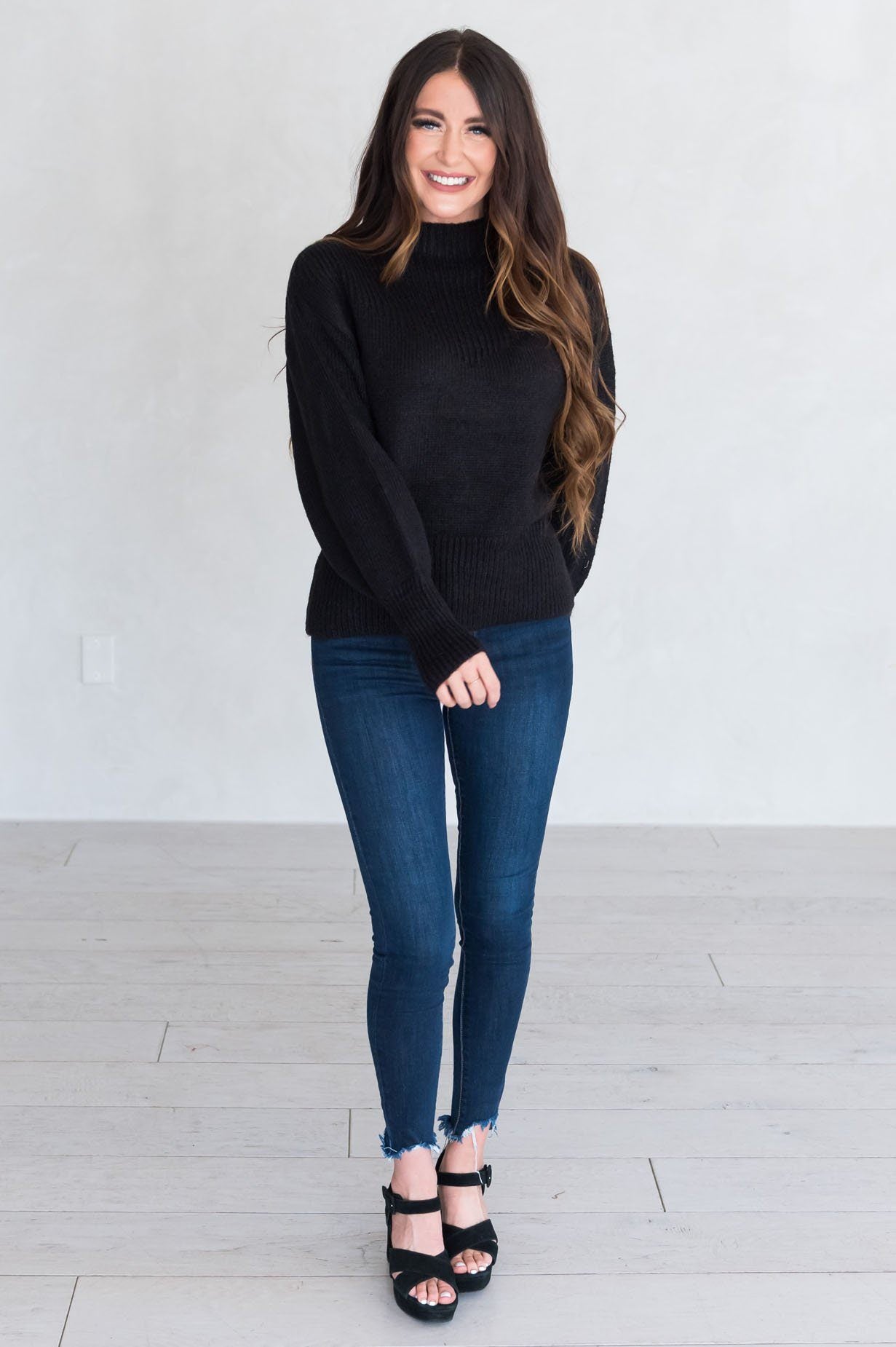 Trendy Basic Modest Turtleneck Modest Dresses vendor-unknown