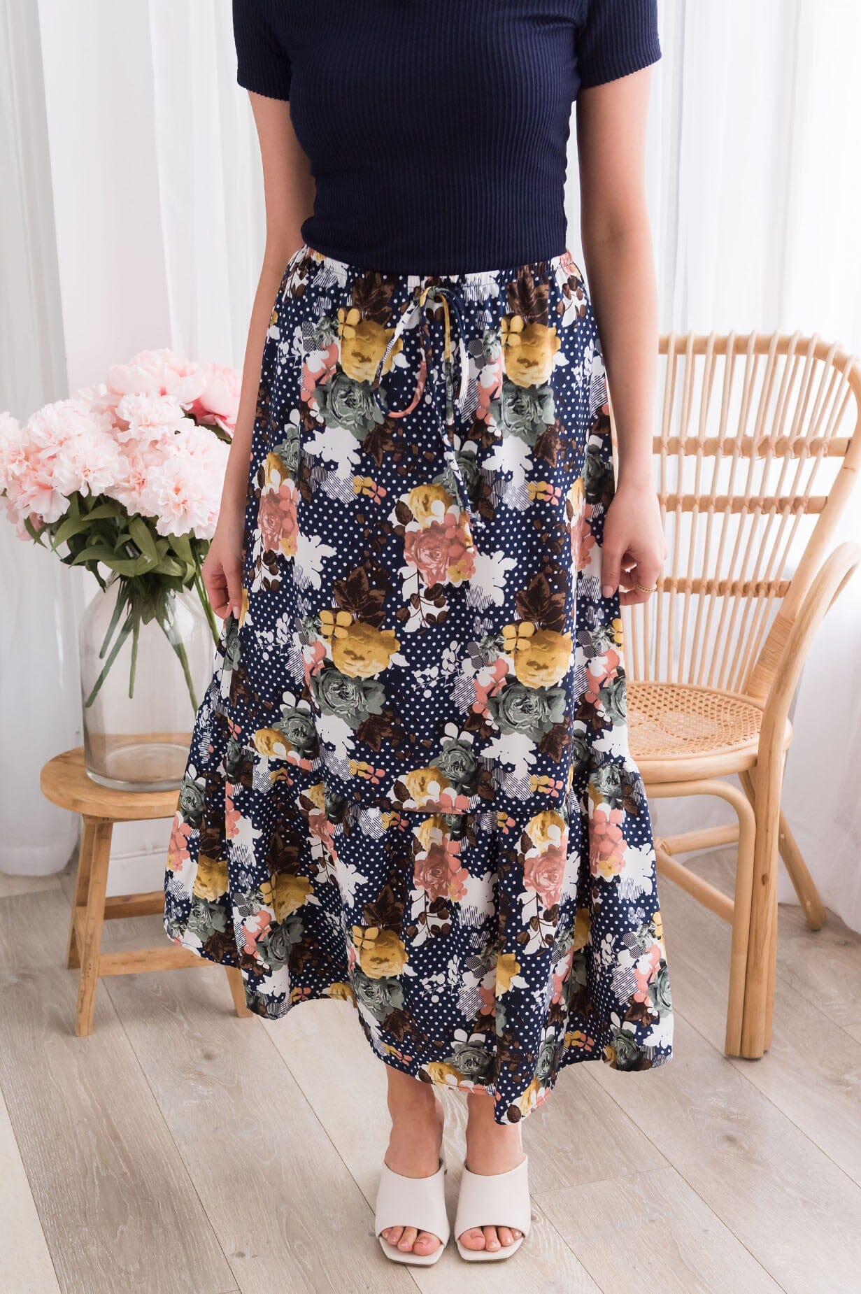 Bouquet Of Cheer Modest Ruffle Skirt Modest Dresses vendor-unknown