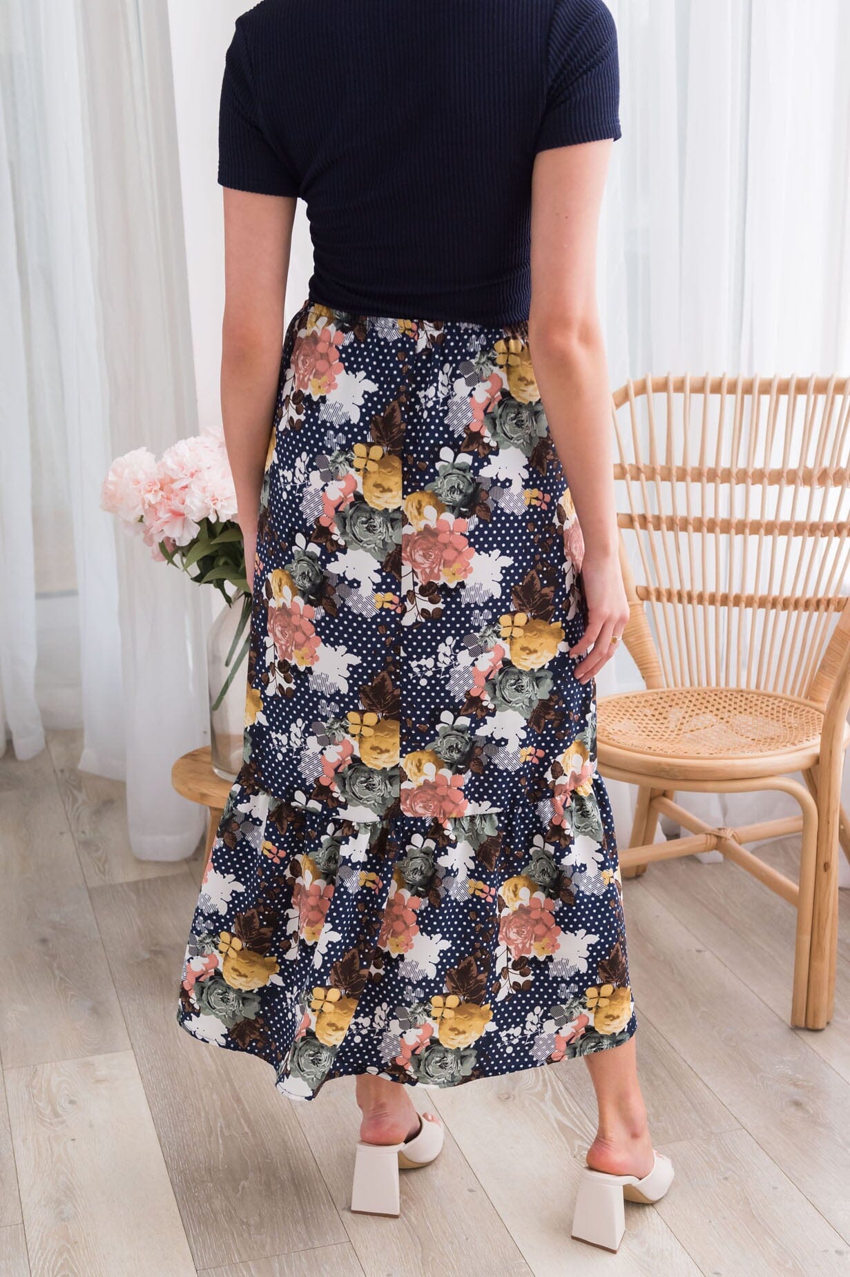 Bouquet Of Cheer Modest Ruffle Skirt Modest Dresses vendor-unknown