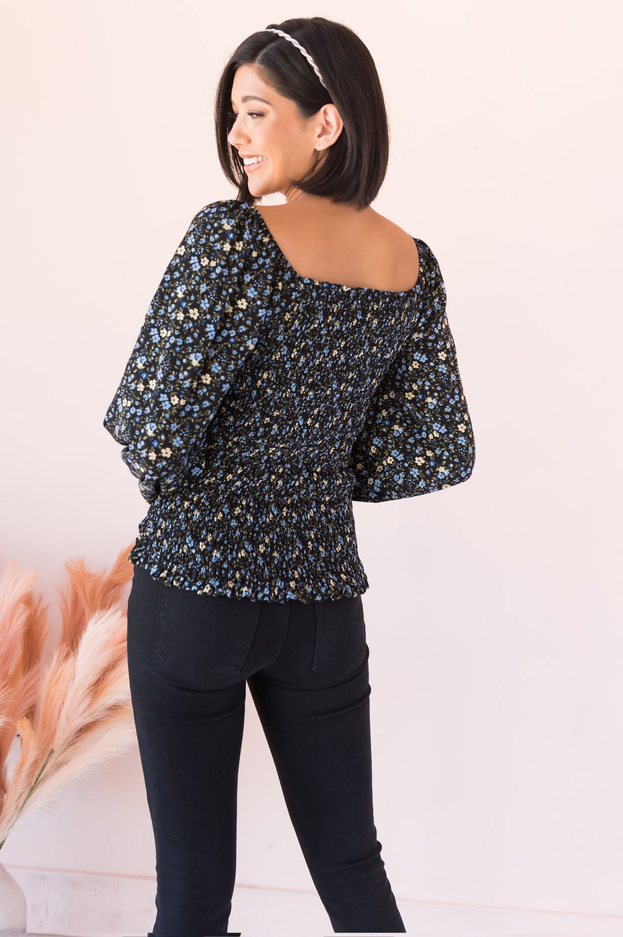 Floral Sensations Modest Ruche Top Tops vendor-unknown