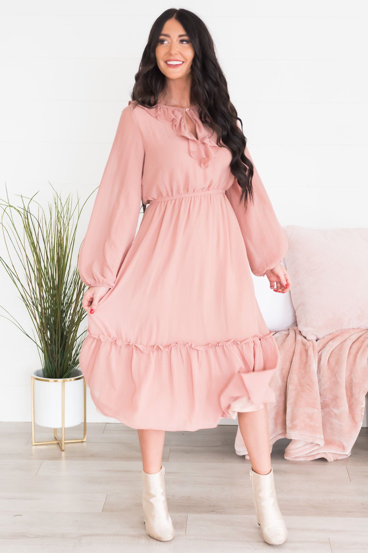 The Faith Modest Ruffle Dress Modest Dresses vendor-unknown