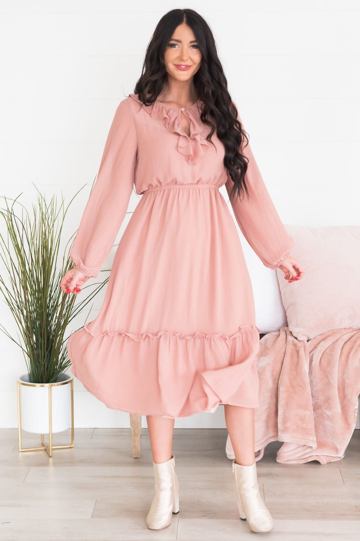 The Faith Modest Ruffle Dress Modest Dresses vendor-unknown