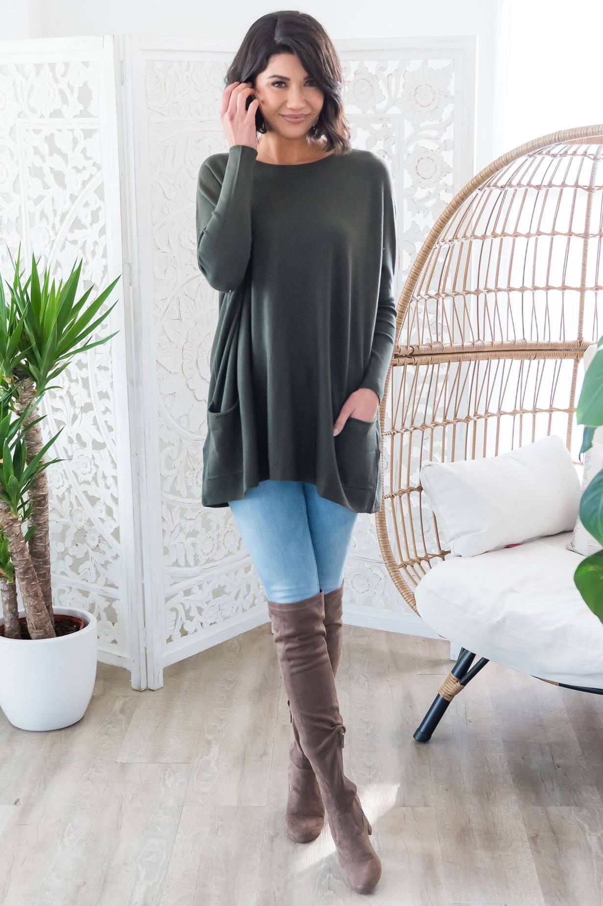Casual Chic Modest Oversize Sweater Tops vendor-unknown