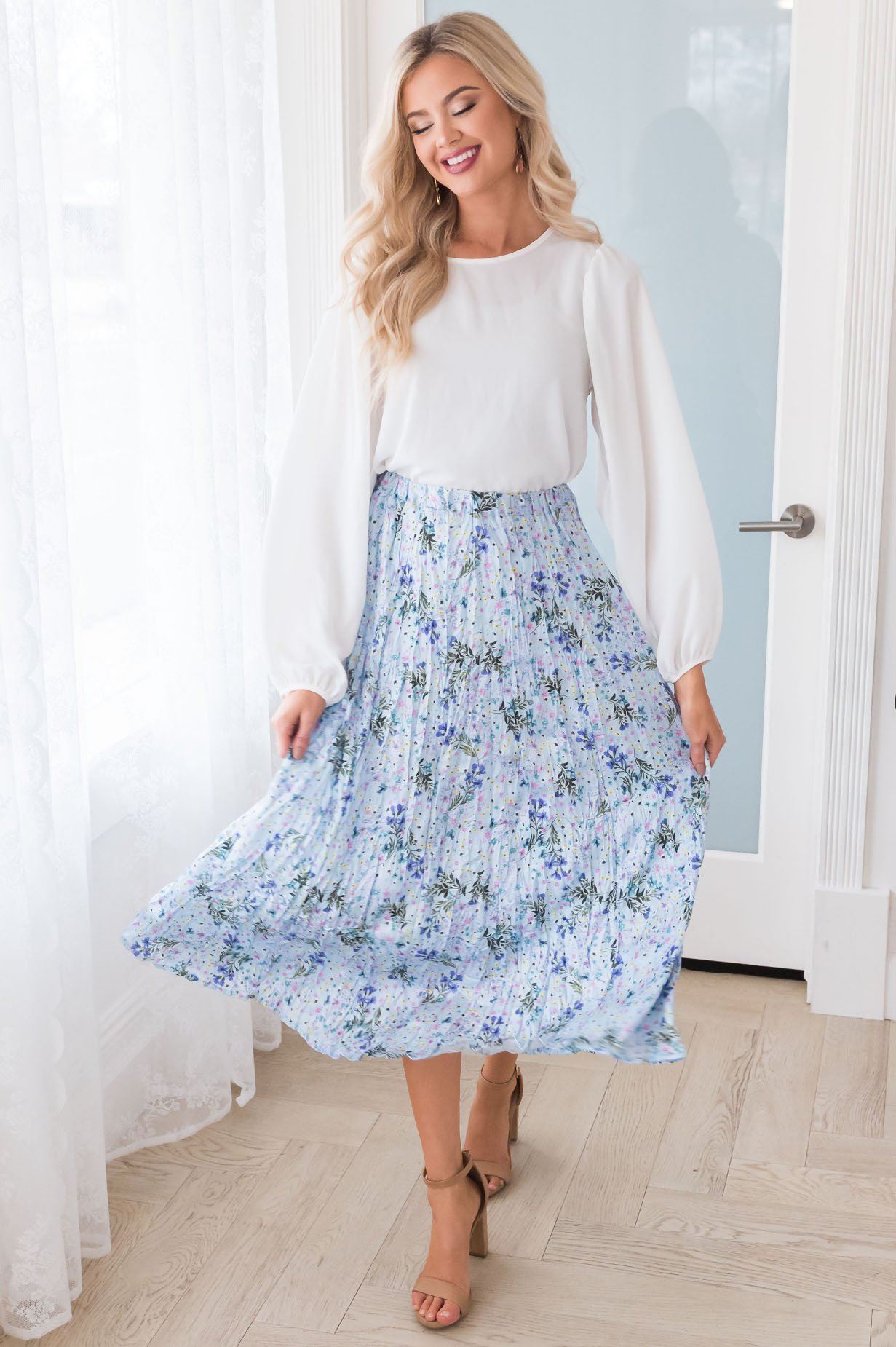 Happy Spring Modest Satin Skirt Skirts vendor-unknown