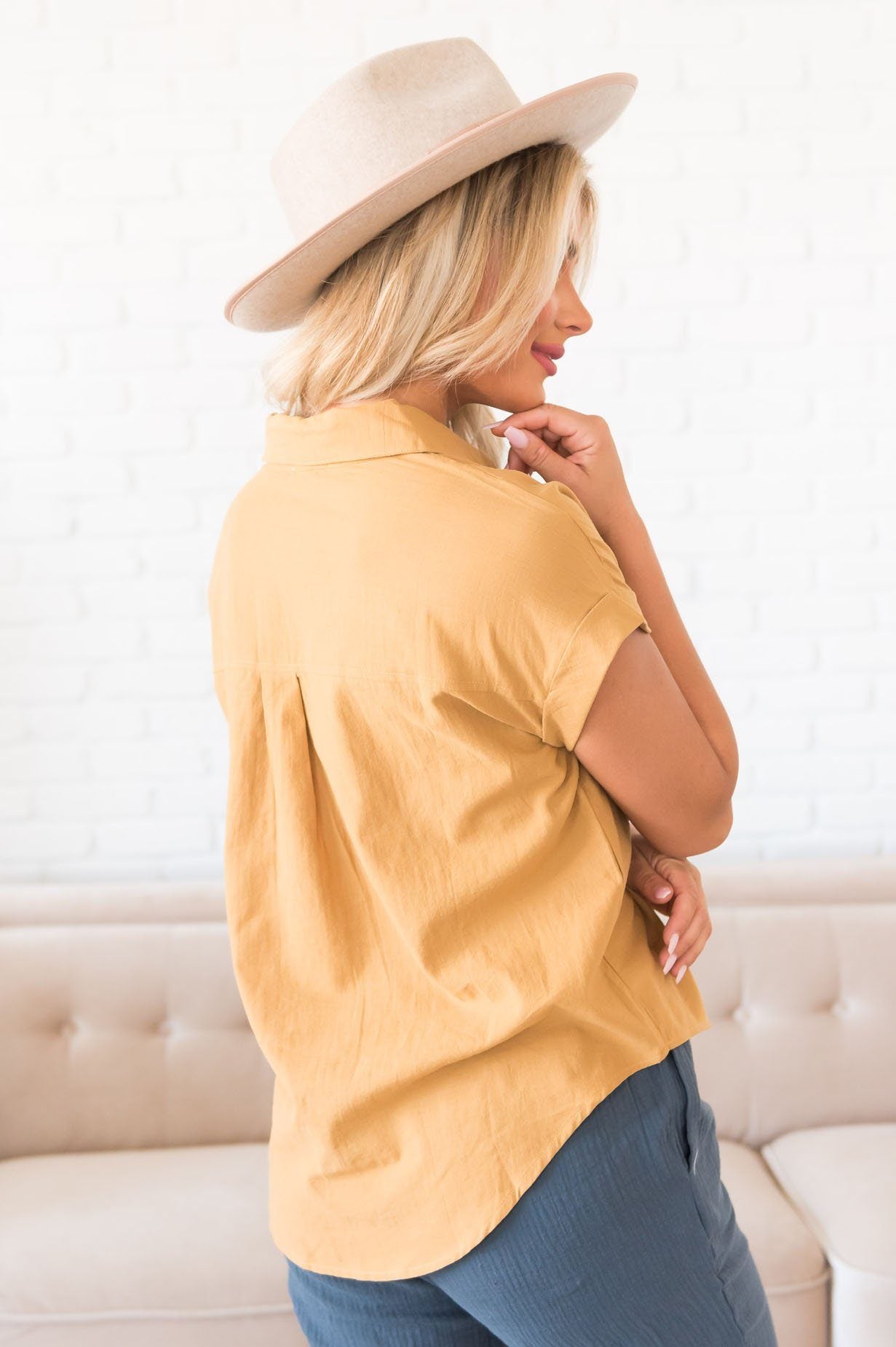 Caught Your Gaze Modest Blouse Tops vendor-unknown