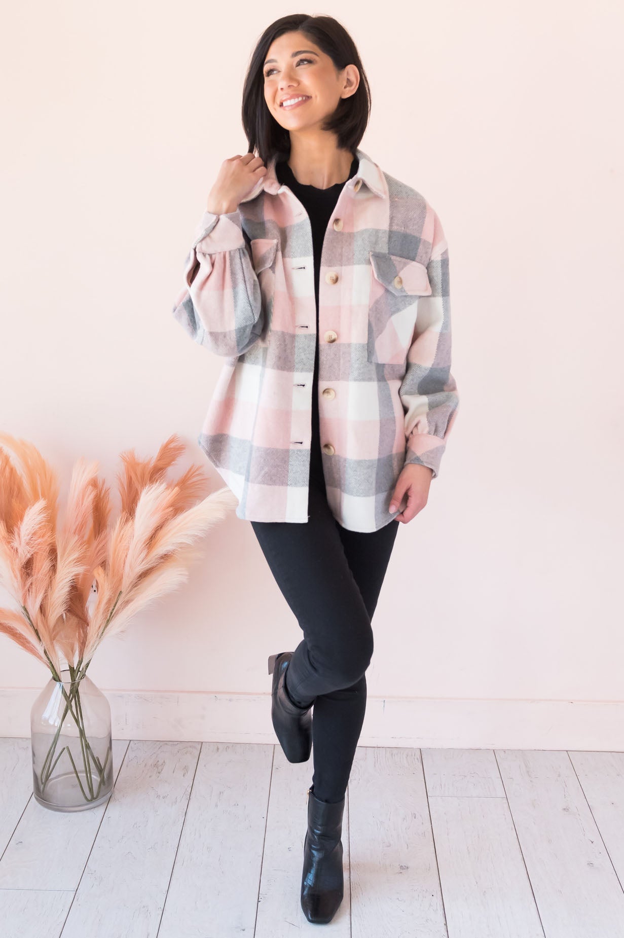 Crisp Autumn Afternoon Modest Shacket Modest Dresses vendor-unknown