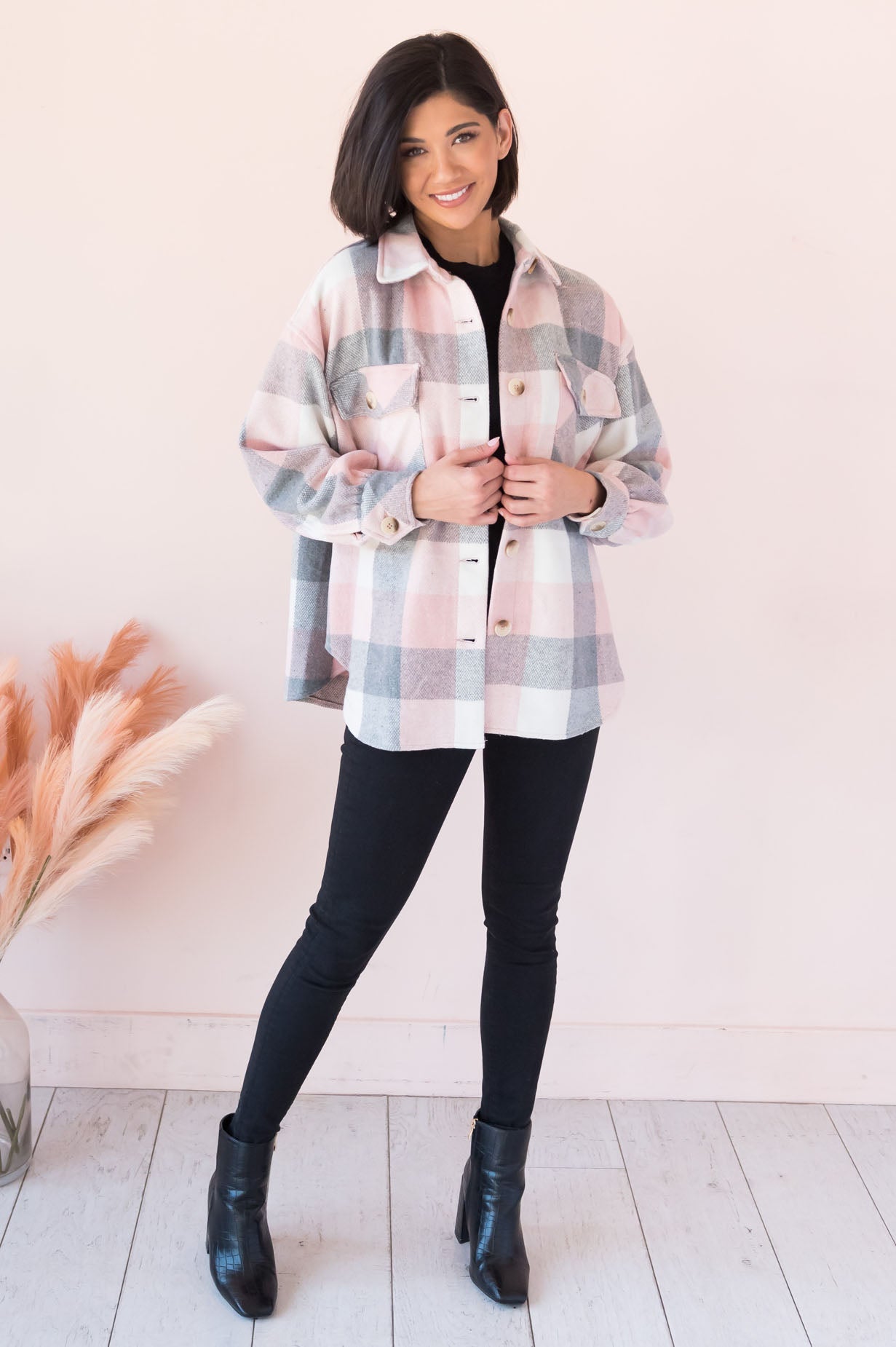 Crisp Autumn Afternoon Modest Shacket Modest Dresses vendor-unknown