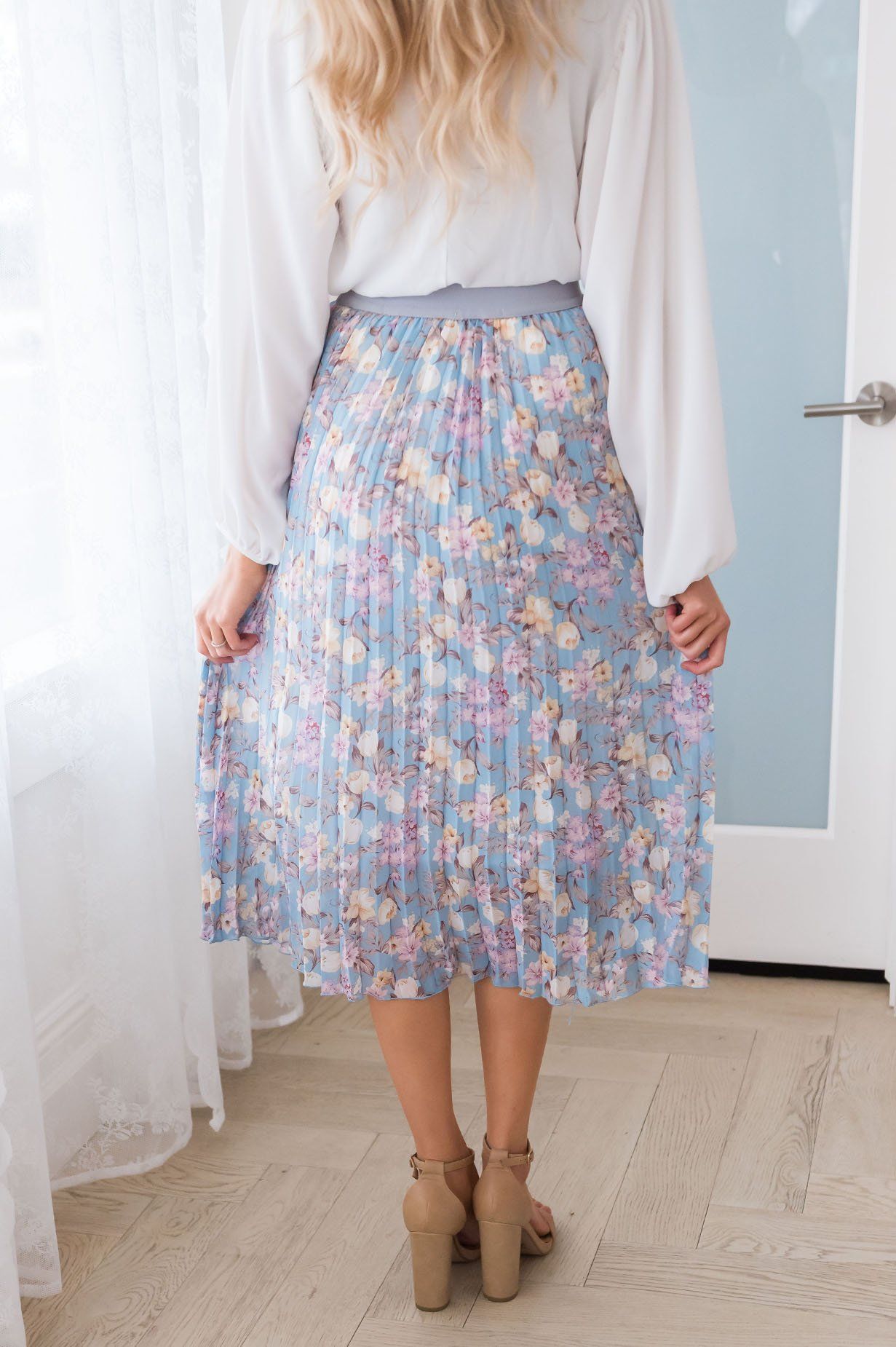 Floral Dreams Modest Pleat Skirt Skirts vendor-unknown