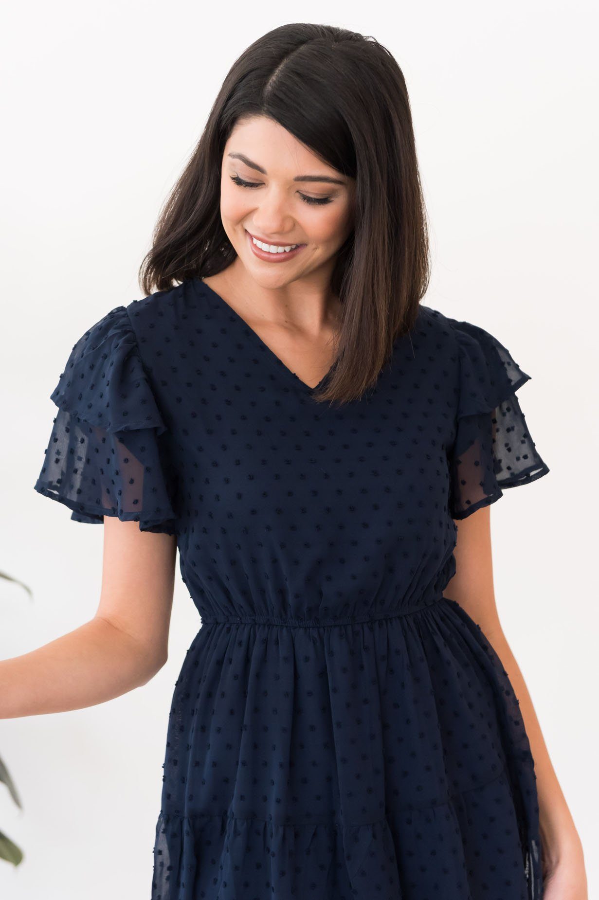 The Amy Swiss Dot Modest Dresses vendor-unknown