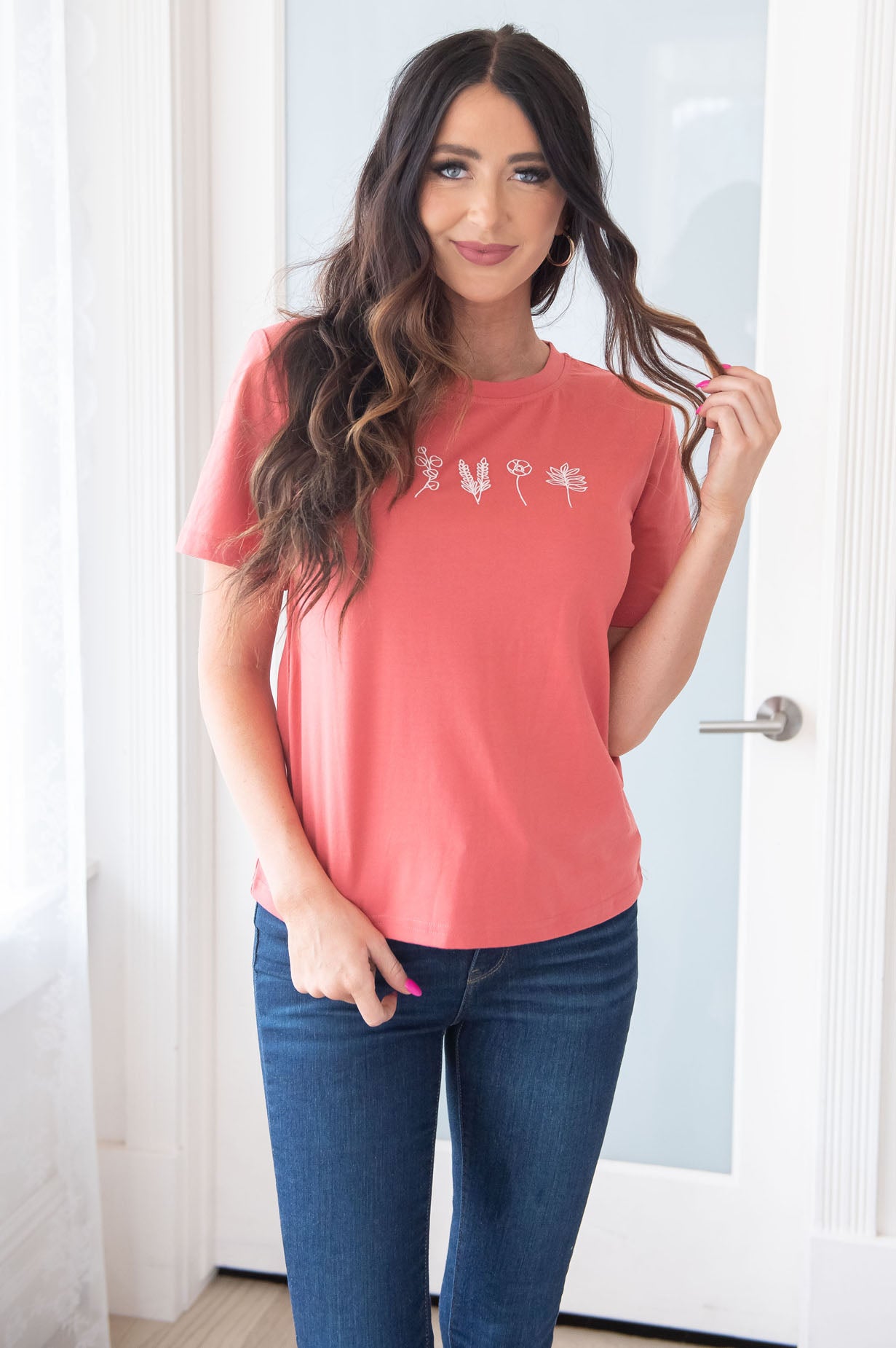 Love Of Flowers Modest Embroidered Top Modest Dresses vendor-unknown