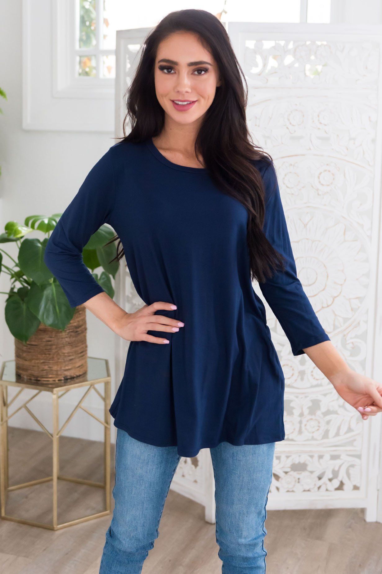Simply Basic Modest Top Tops vendor-unknown