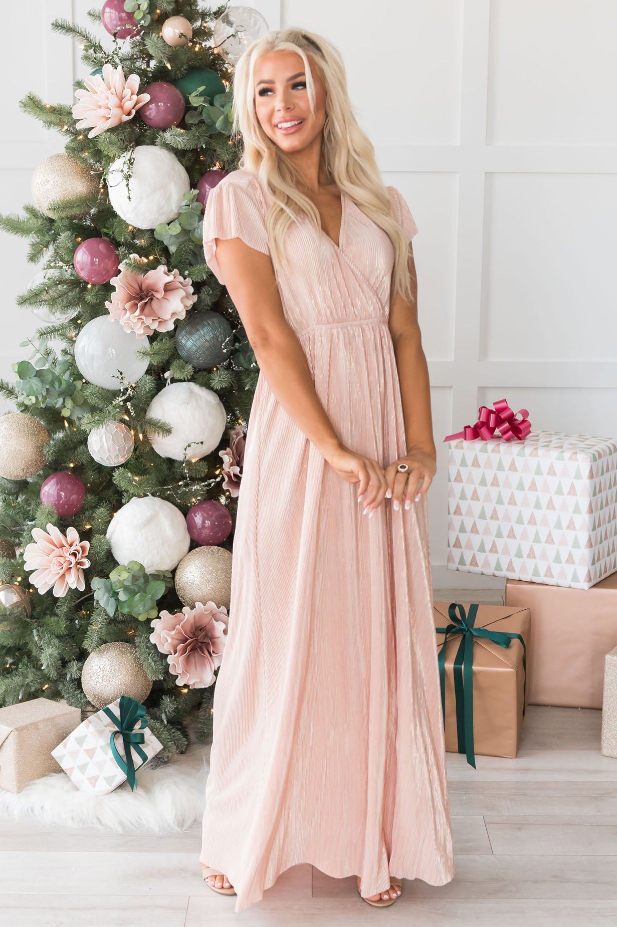 The Holiday Dream Shimmer Maxi Dress Modest Dresses vendor-unknown