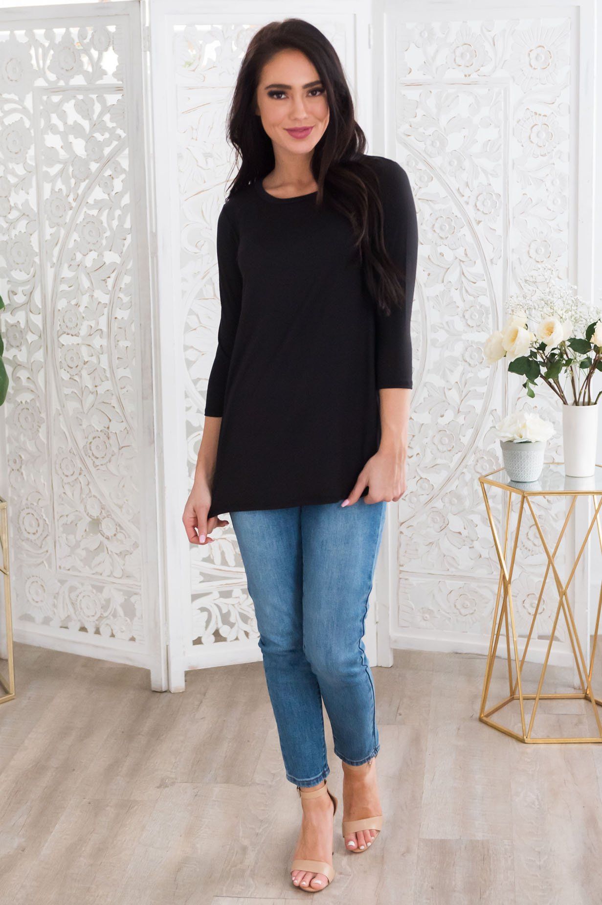 Simply Basic Modest Top Tops vendor-unknown