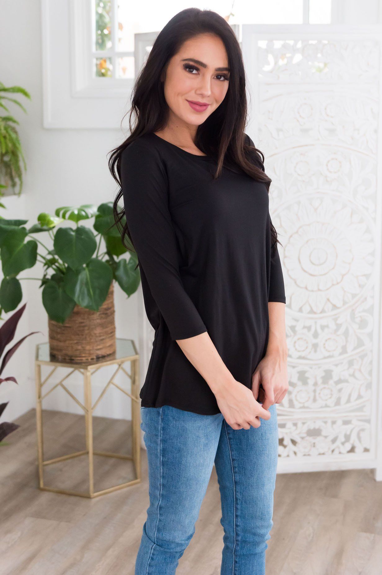 Simply Basic Modest Top Tops vendor-unknown