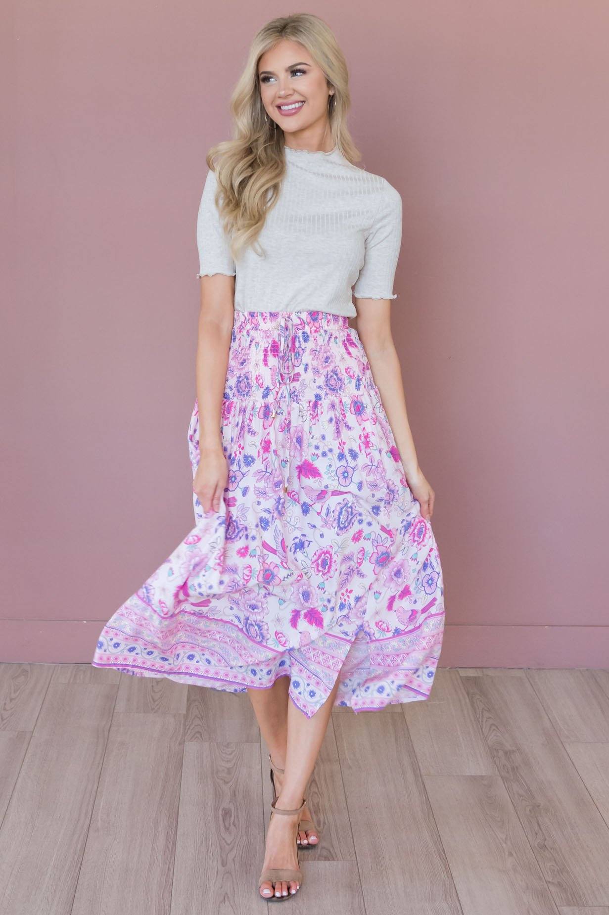 Twirl With Me Modest Bohemian Skirt Skirts vendor-unknown