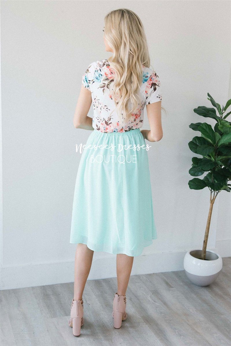 Mint Chiffon Skirt Skirts vendor-unknown