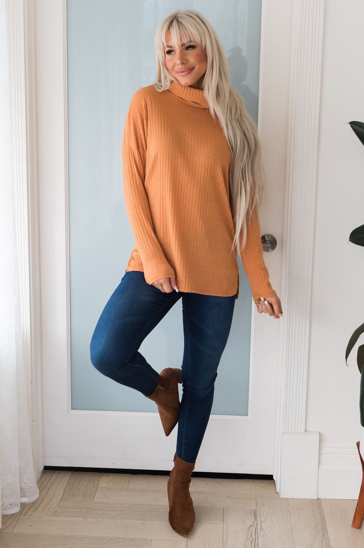 Cozy Basic Modest Turtleneck Modest Dresses vendor-unknown
