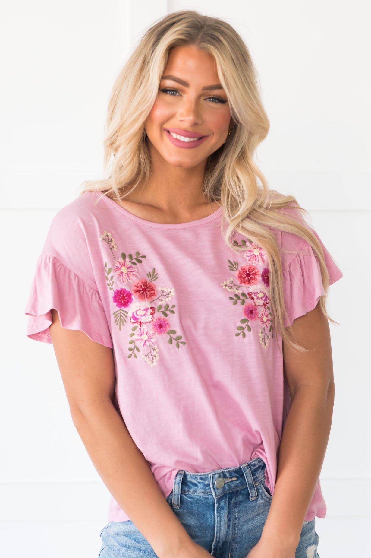 Blooming Beautifully Modest Blouse Tops vendor-unknown