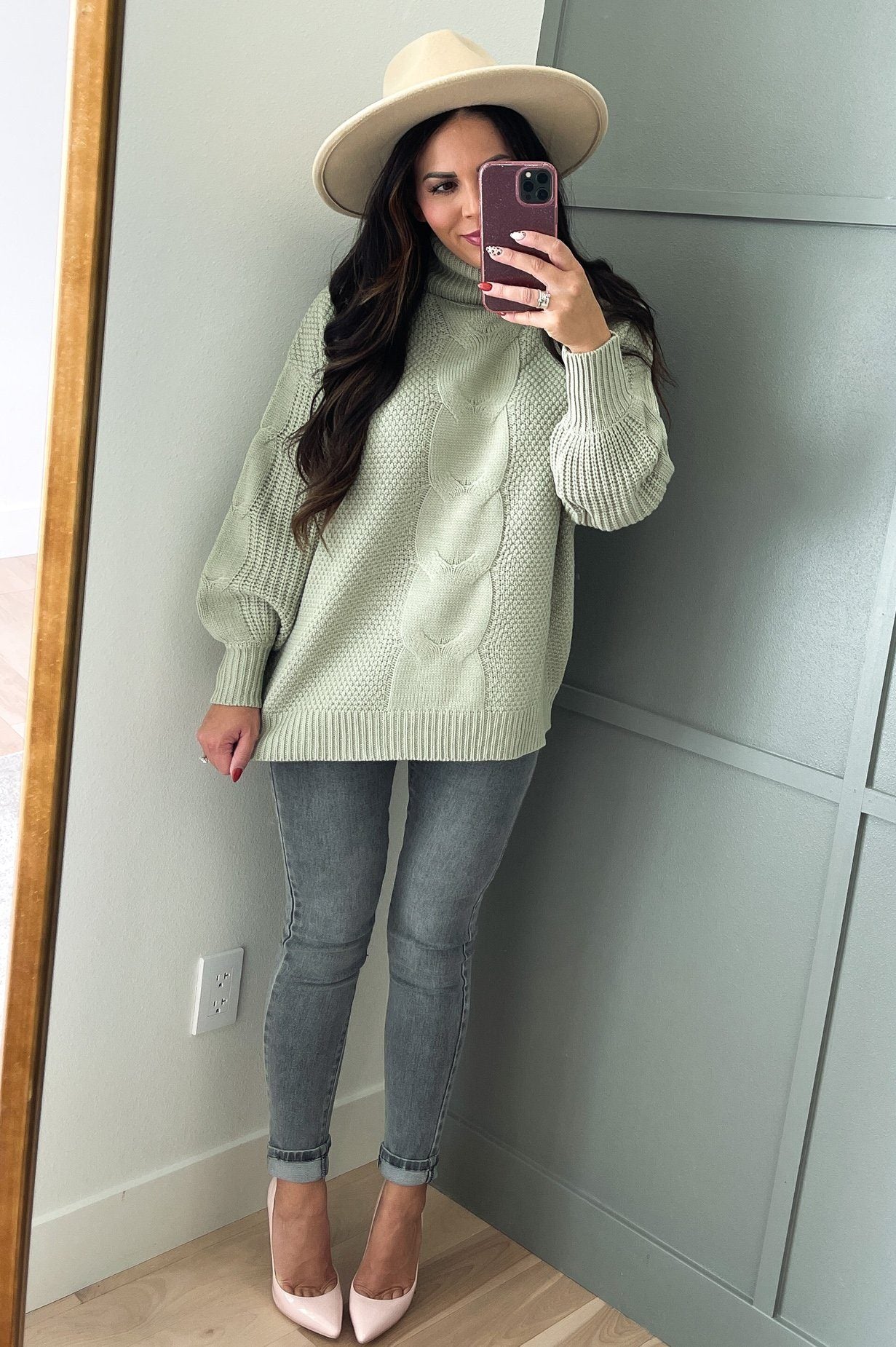 All My Love Modest Sweater TW-21059 Light sage Modest Dresses vendor-unknown