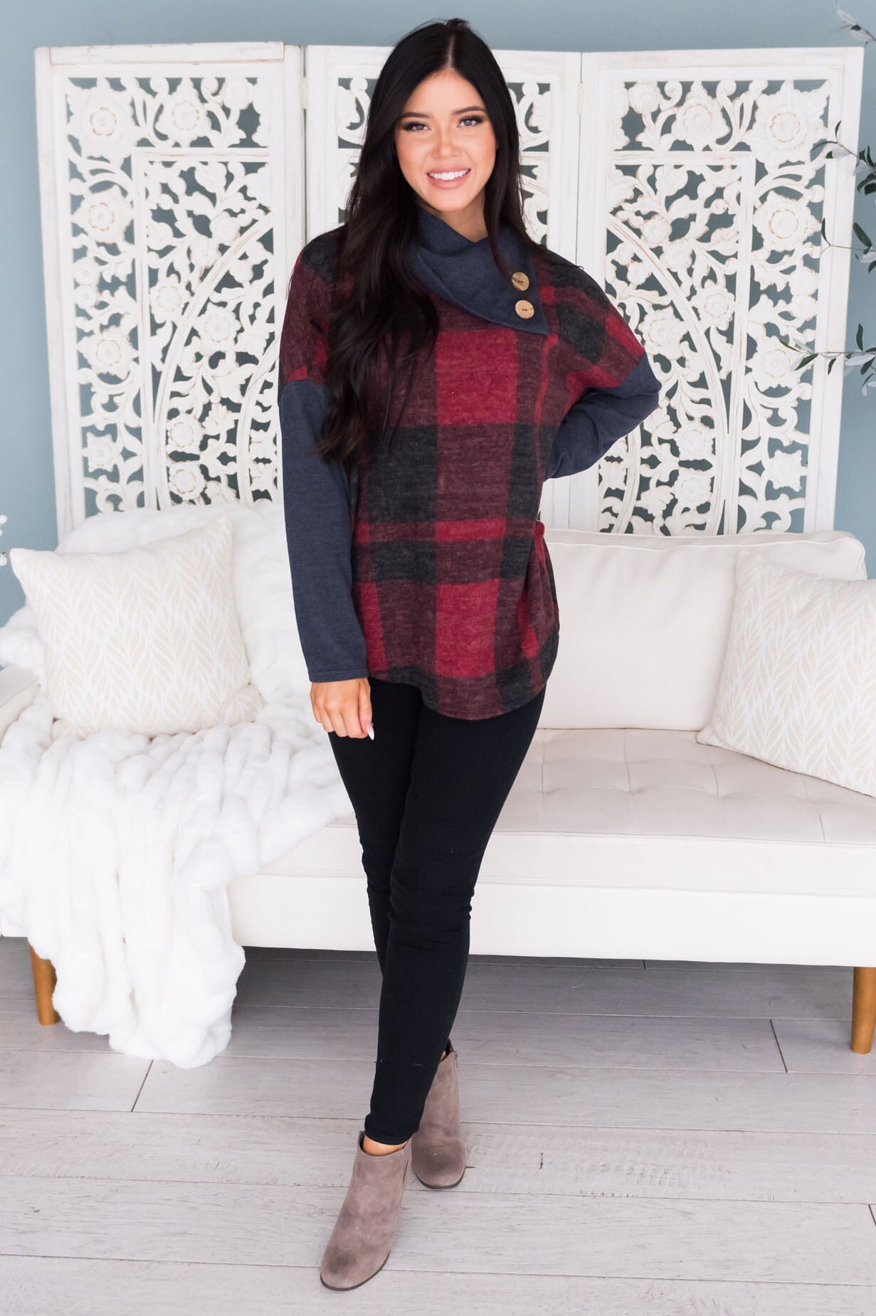 No Goodbyes Modest Cowl Neck Sweater (2132) Tops vendor-unknown