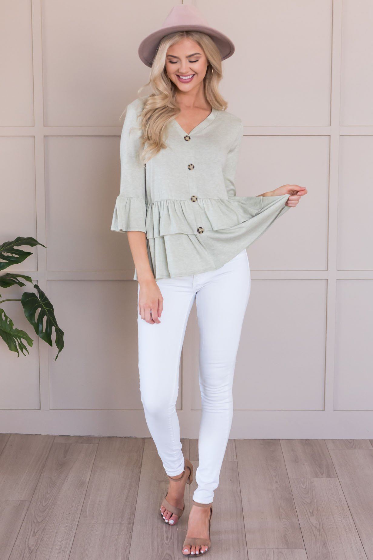 Love For A Lifetime Modest Button Blouse Tops vendor-unknown