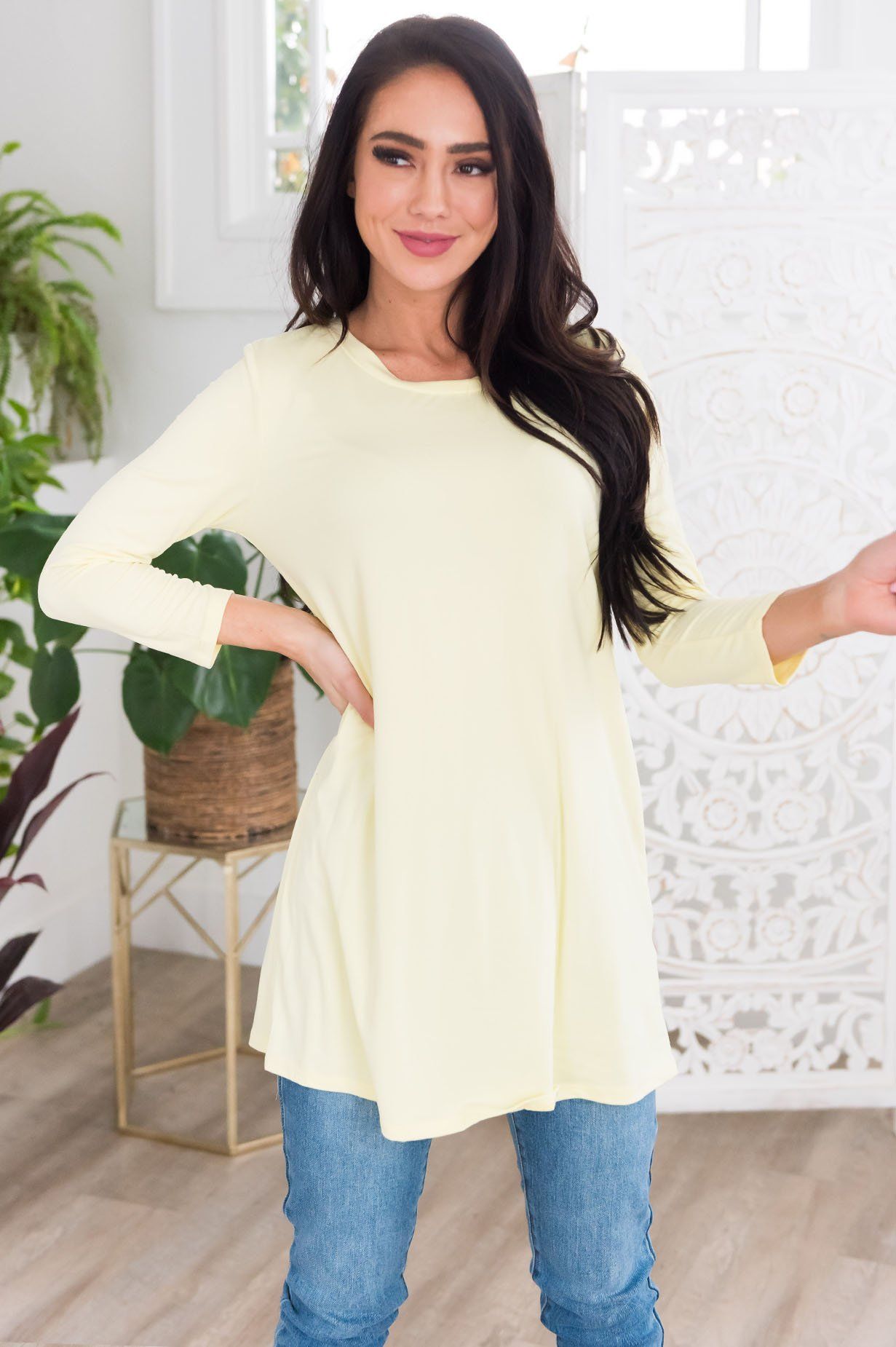 Simply Basic Modest Top Tops vendor-unknown