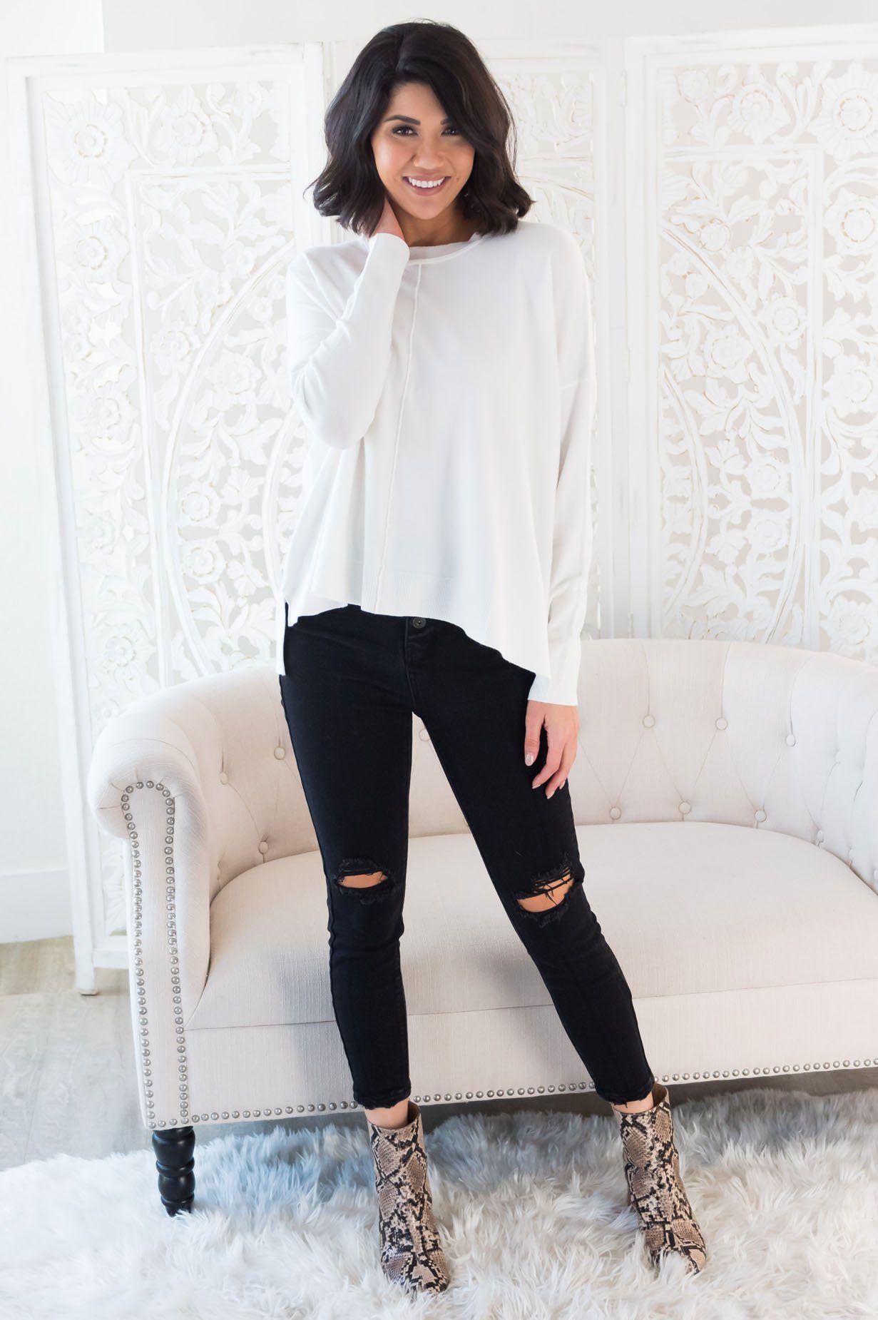 Pleasant Night Modest Sweater Tops vendor-unknown