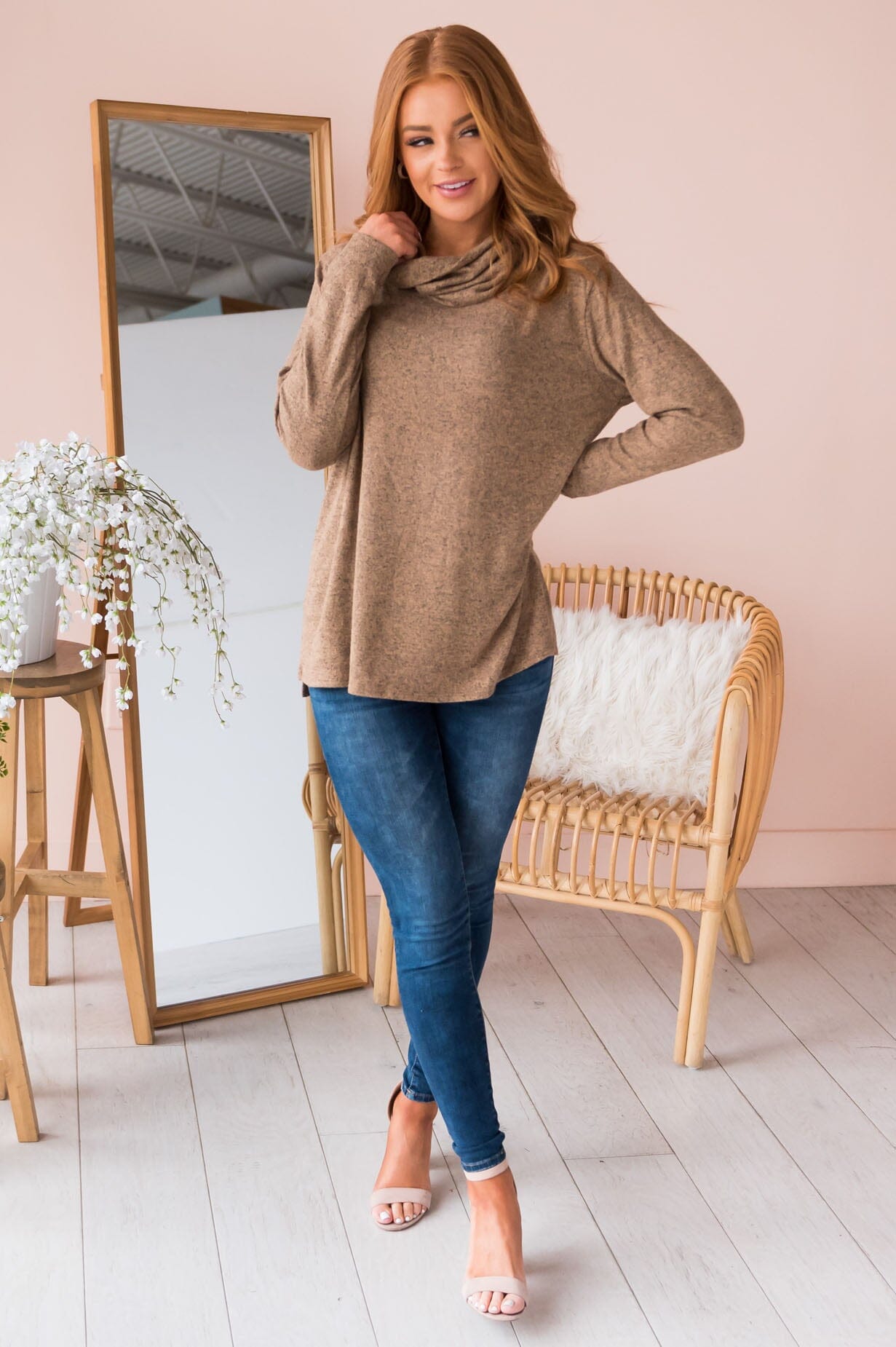 You Are So Loved Modest Cowl Neck Sweater Tops vendor-unknown