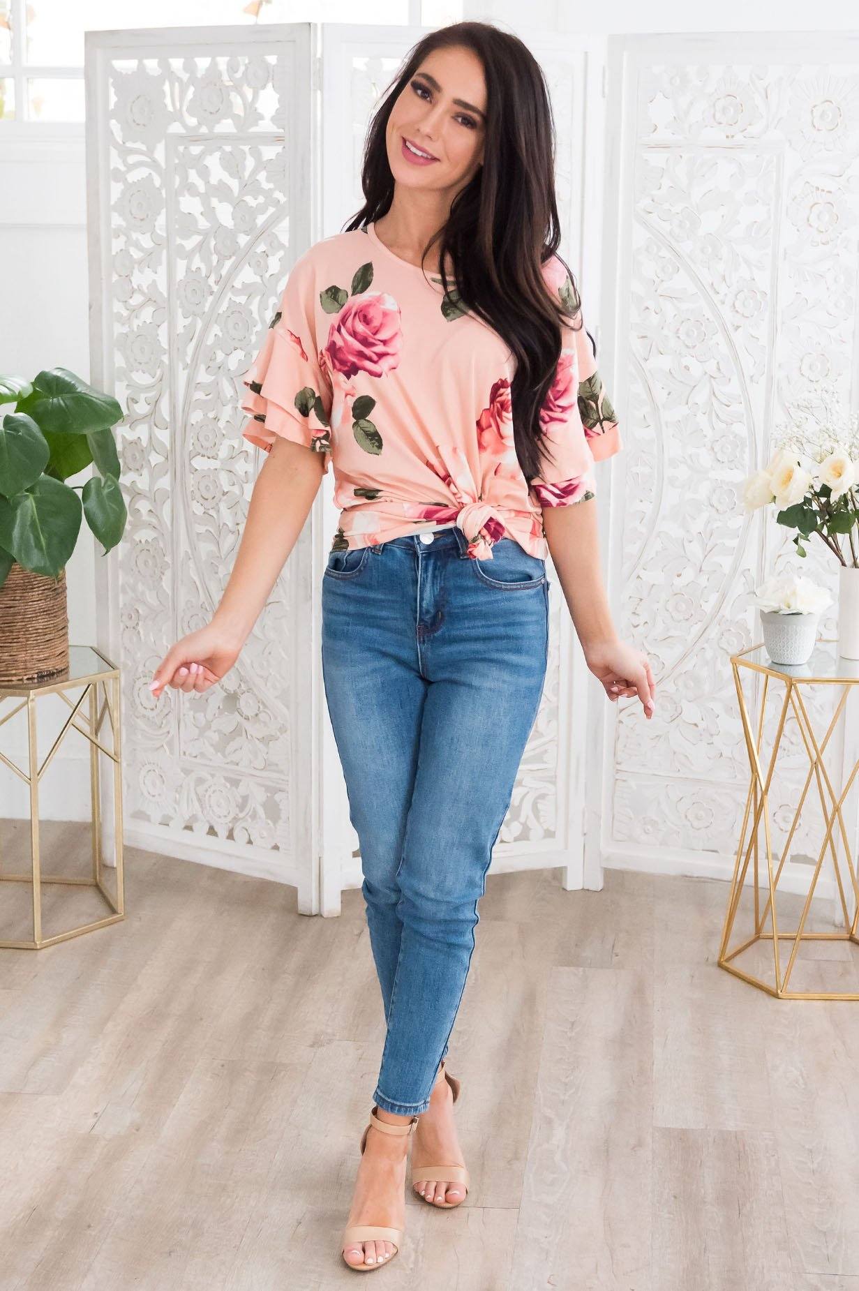 Natural Beauty Modest Top Tops vendor-unknown