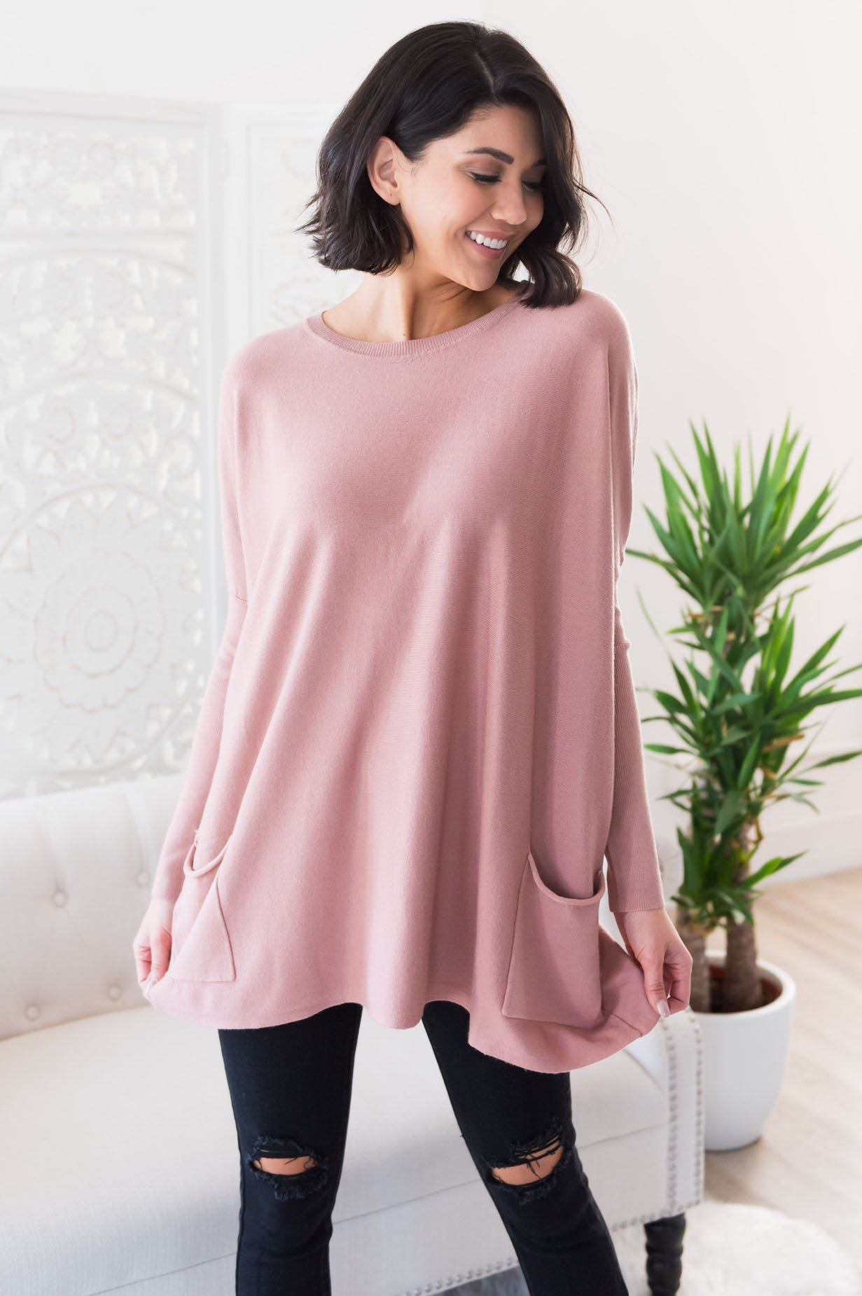 Casual Chic Modest Oversize Sweater Tops vendor-unknown