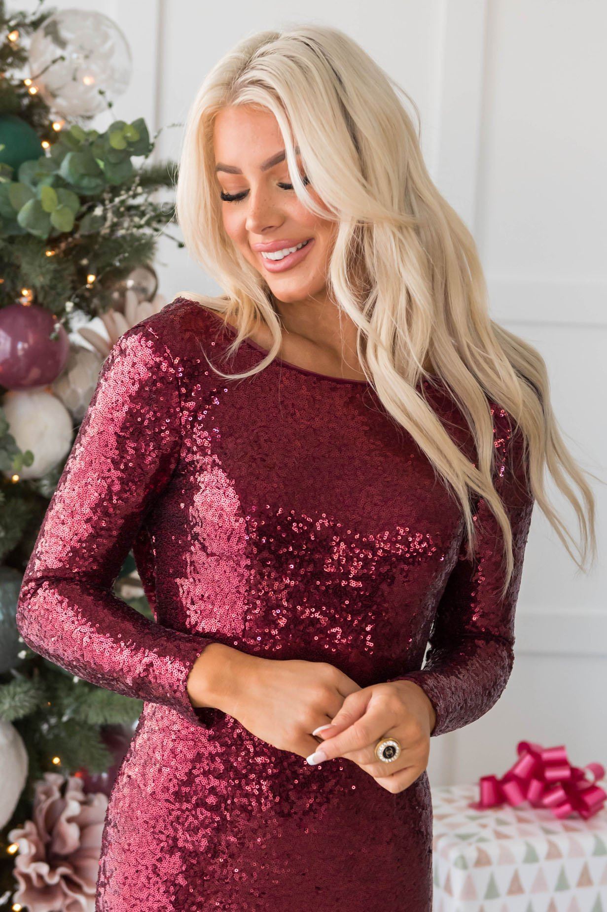 The Noel Ballroom Modest Sequin Gown Modest Dresses vendor-unknown