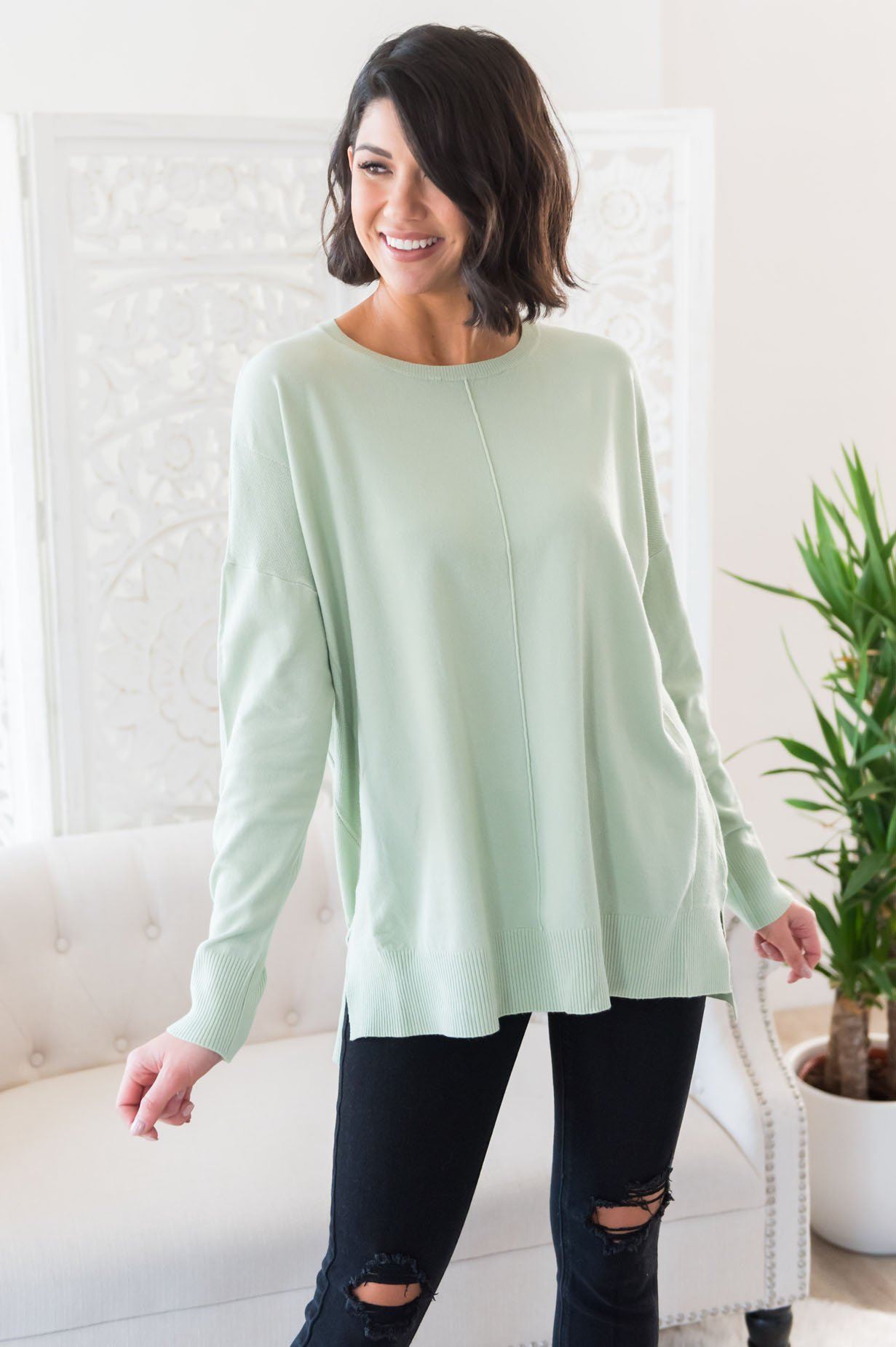 Snow Season Modest Sweater Tops vendor-unknown