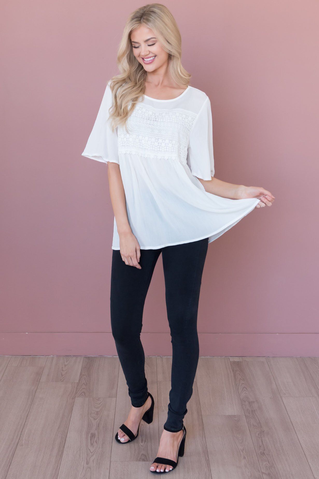 Delightful Days Ahead Modest Lace Bodice Top Tops vendor-unknown