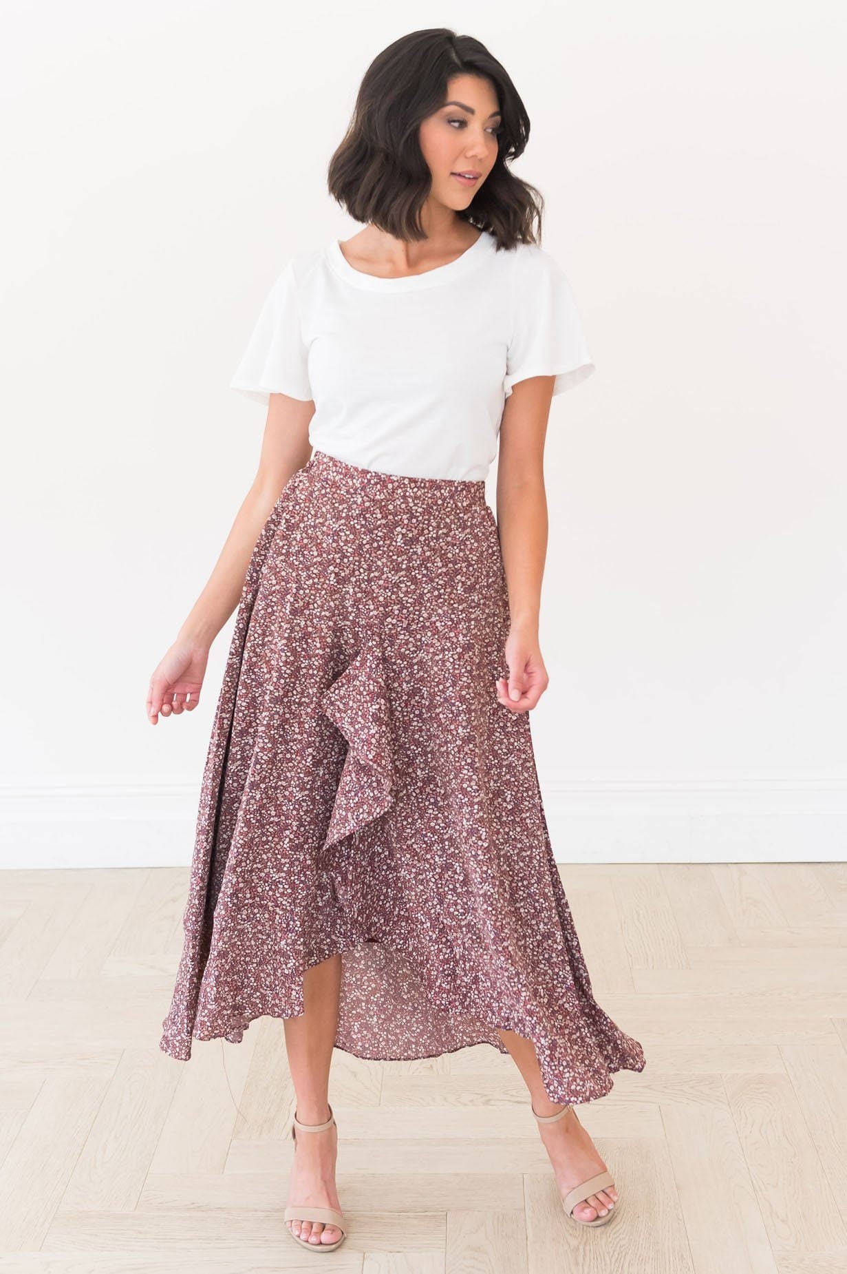 Stuck In A Dream Modest Ruffle Skirt Modest Dresses vendor-unknown