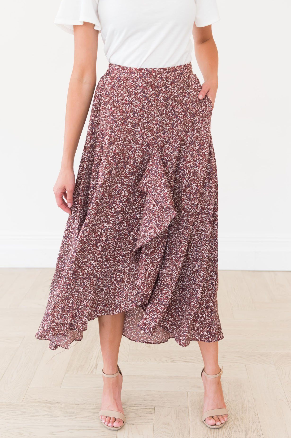 Stuck In A Dream Modest Ruffle Skirt Modest Dresses vendor-unknown