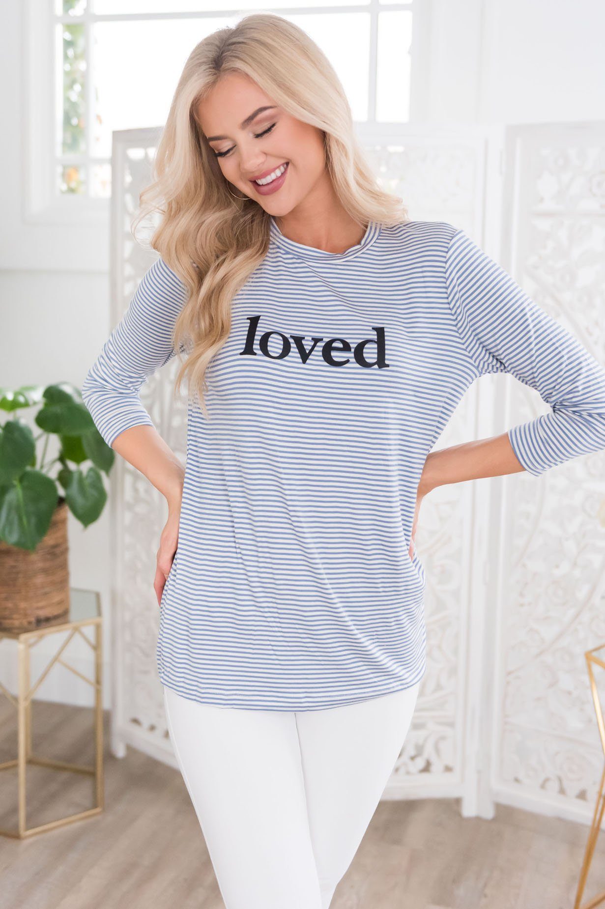 Loved Modest 3/4 Length Sleeve Tee Tops vendor-unknown
