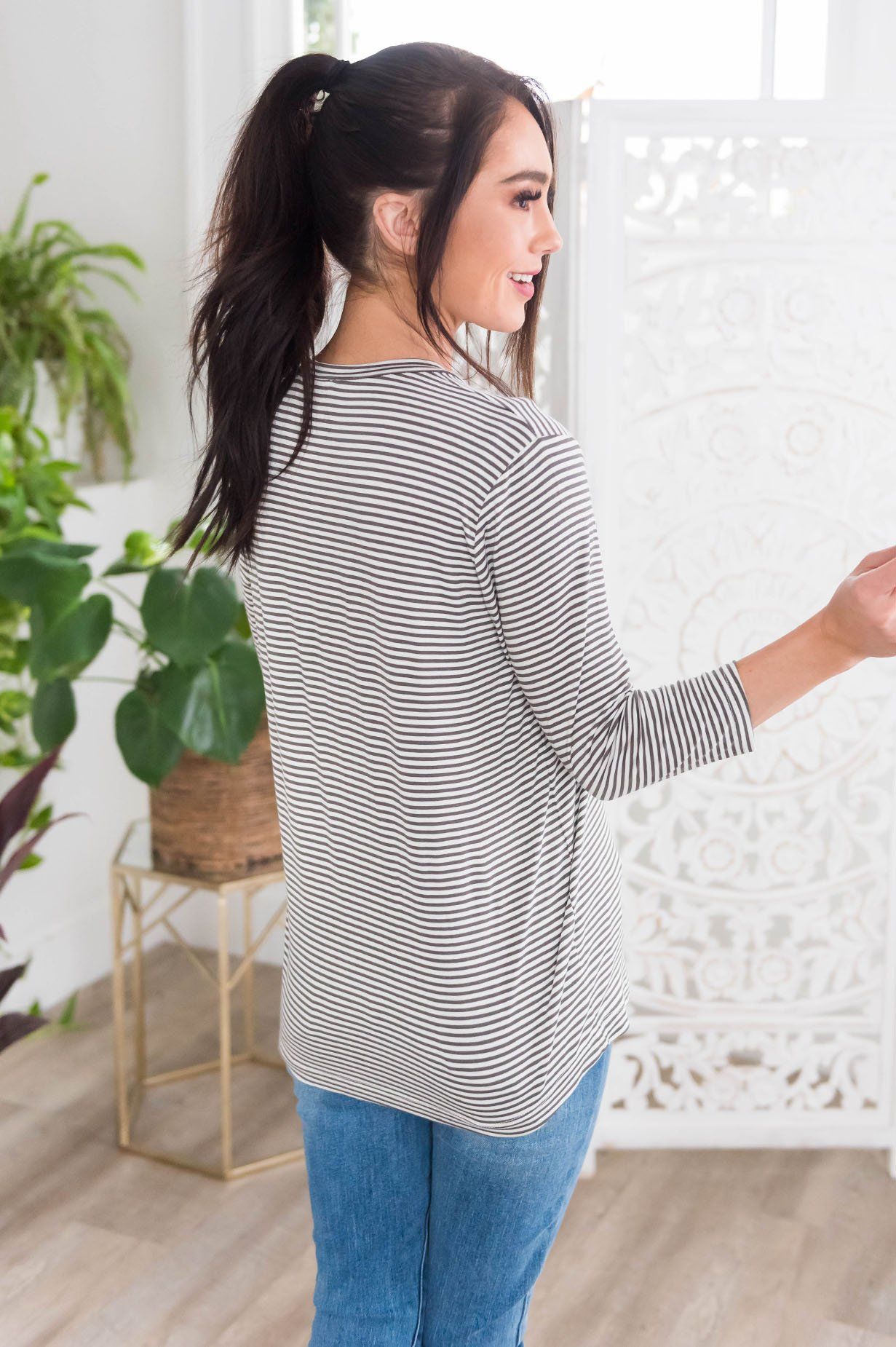 Loved Modest 3/4 Length Sleeve Tee Tops vendor-unknown