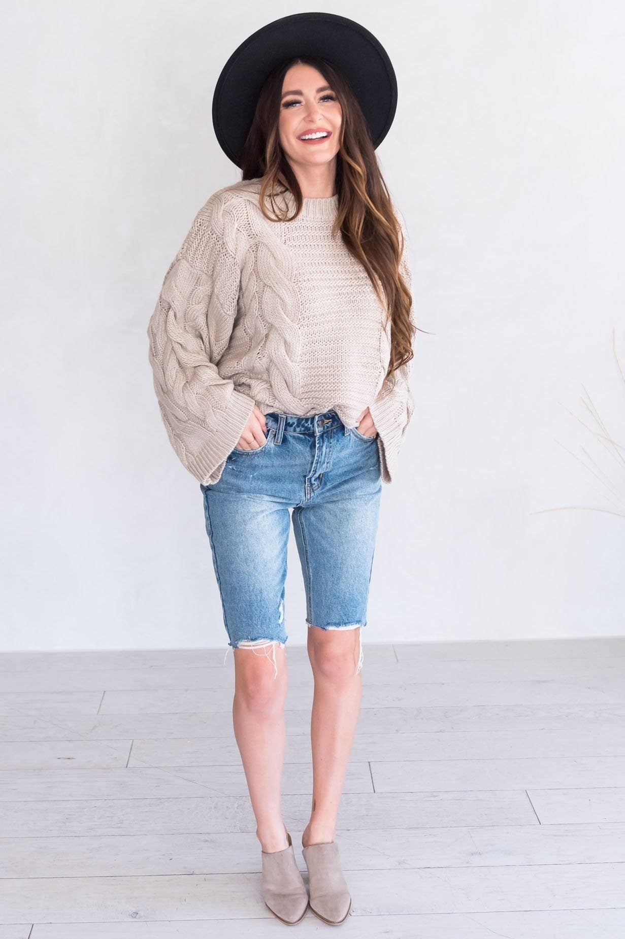 All That Mom Jean Shorts Modest Dresses vendor-unknown