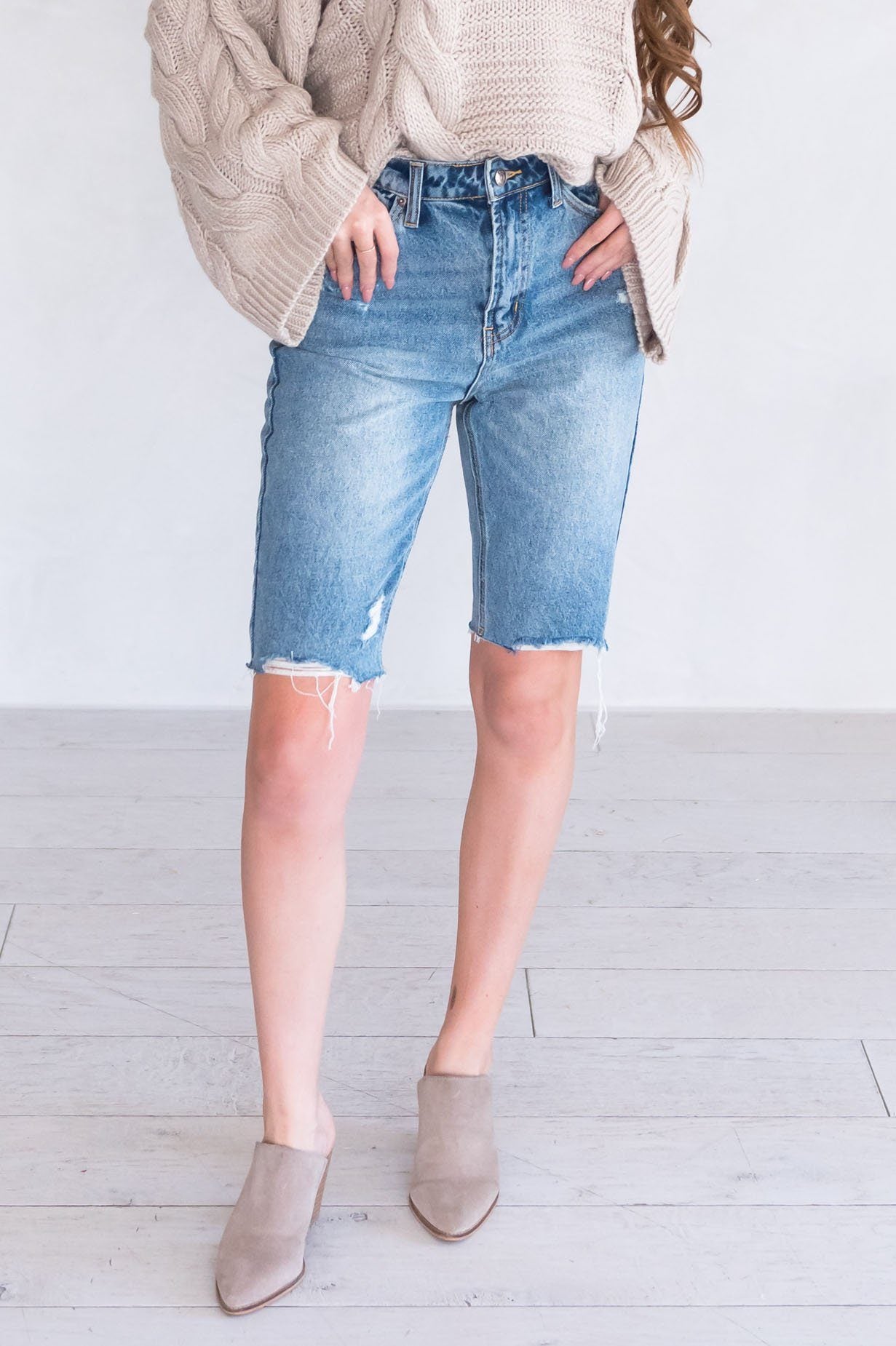 All That Mom Jean Shorts Modest Dresses vendor-unknown