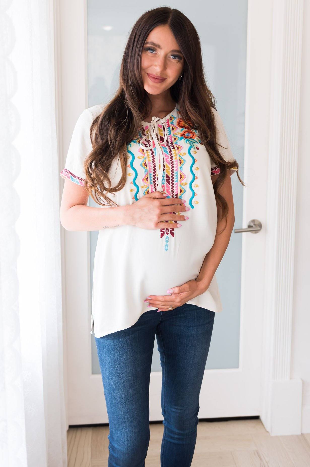 Feeling Free Modest Embroidered Blouse Modest Dresses vendor-unknown