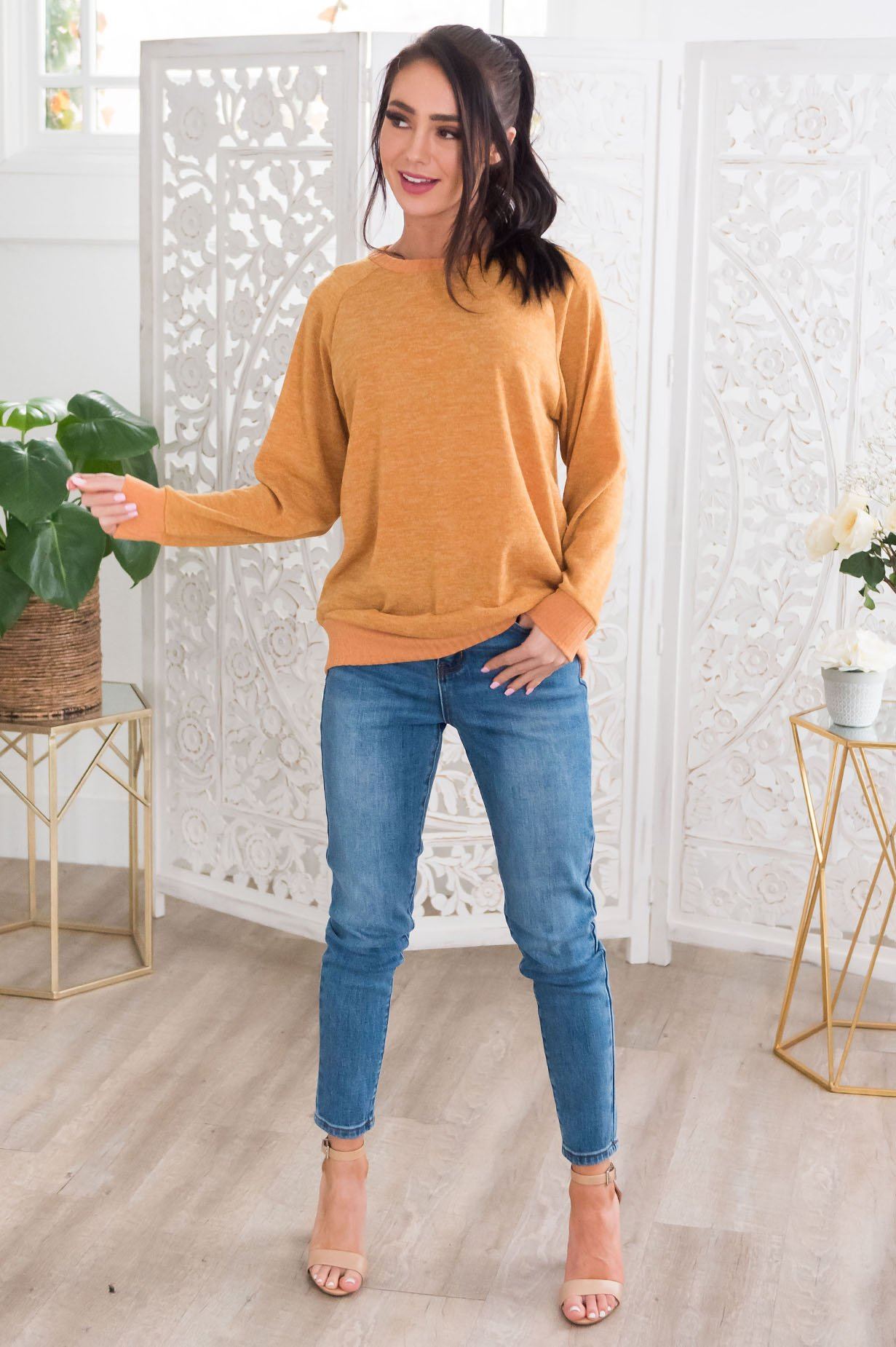 Spring Forward Modest Sweater Tops vendor-unknown