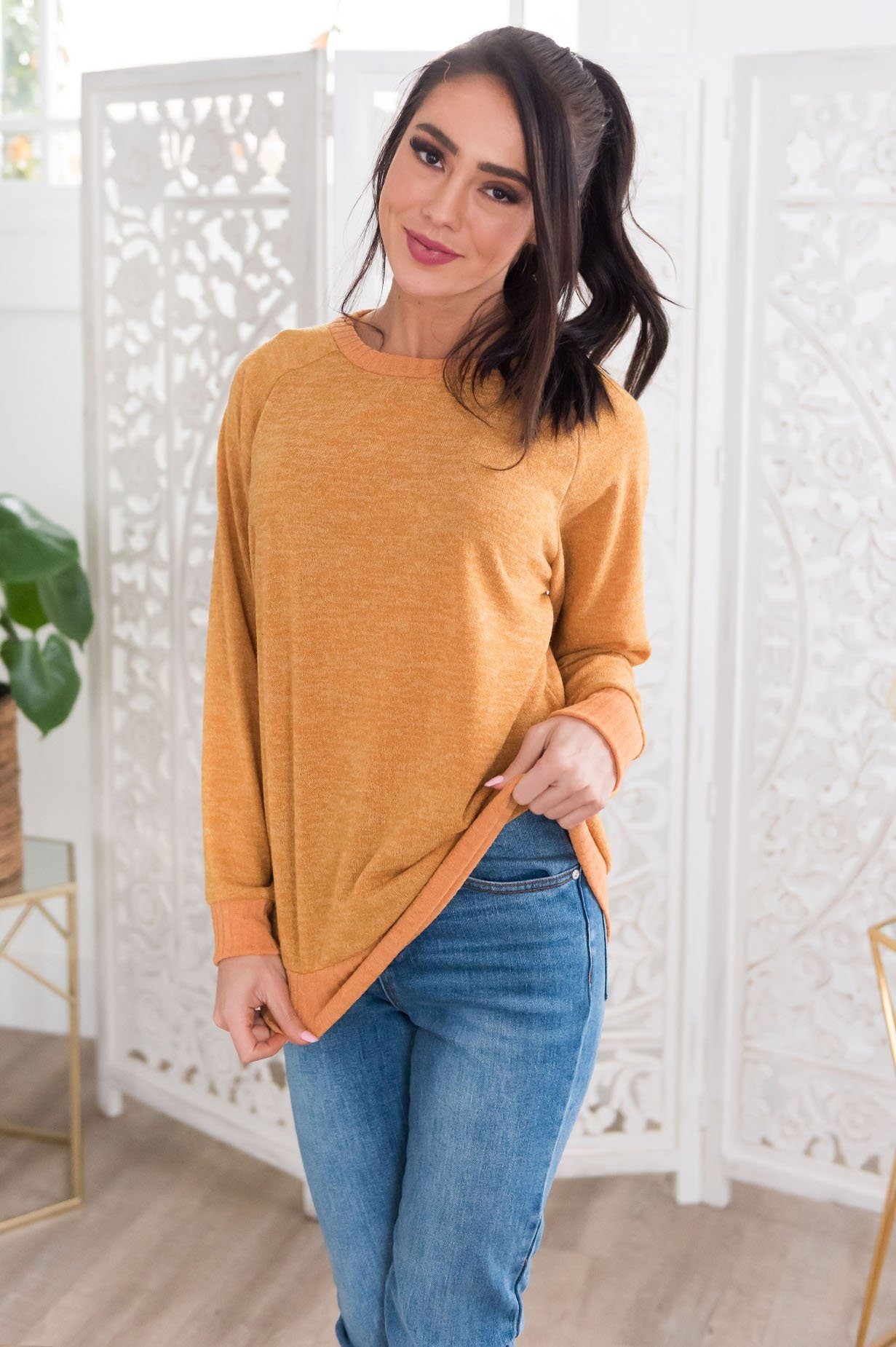 Spring Forward Modest Sweater Tops vendor-unknown
