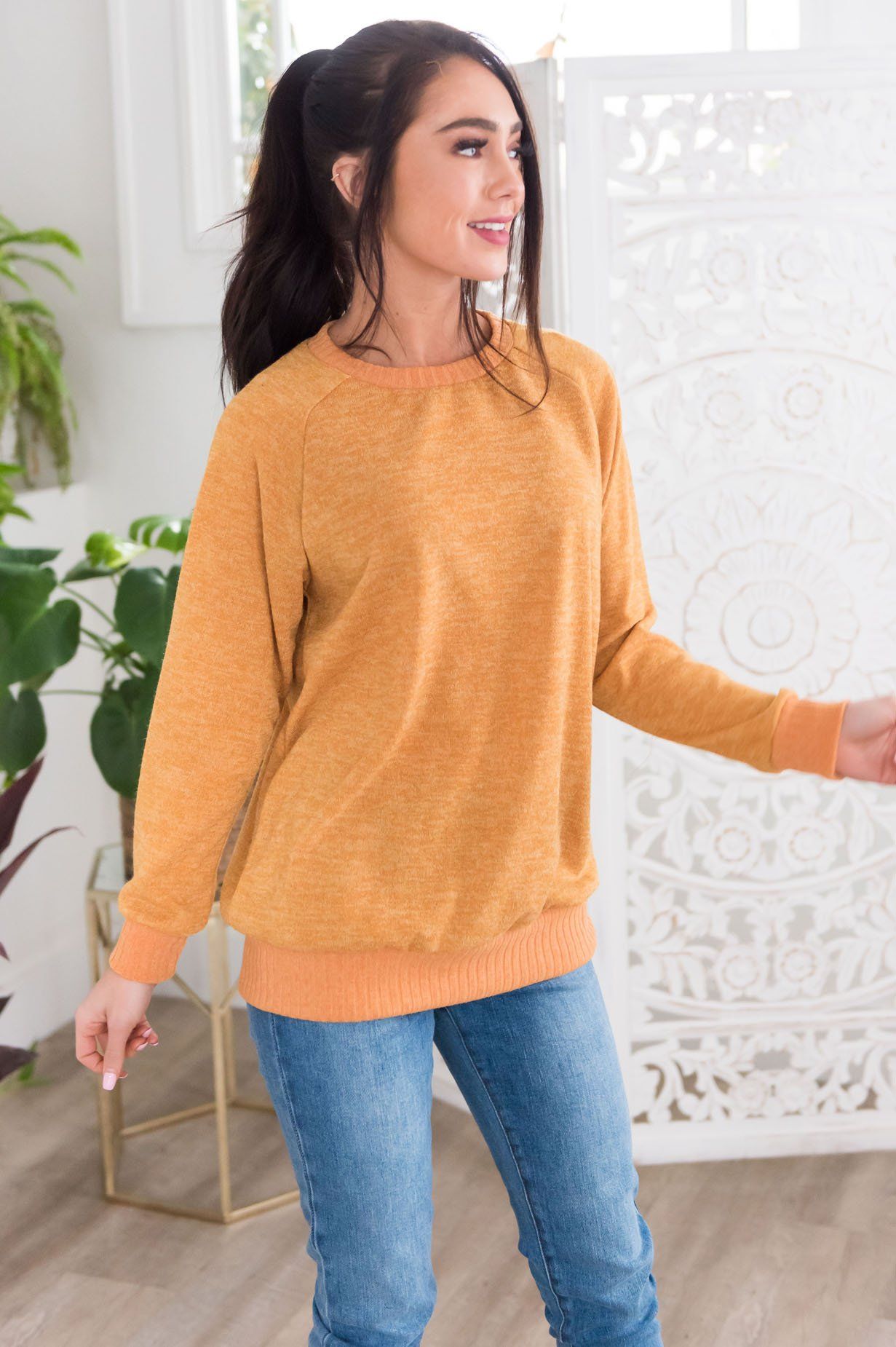 Spring Forward Modest Sweater Tops vendor-unknown